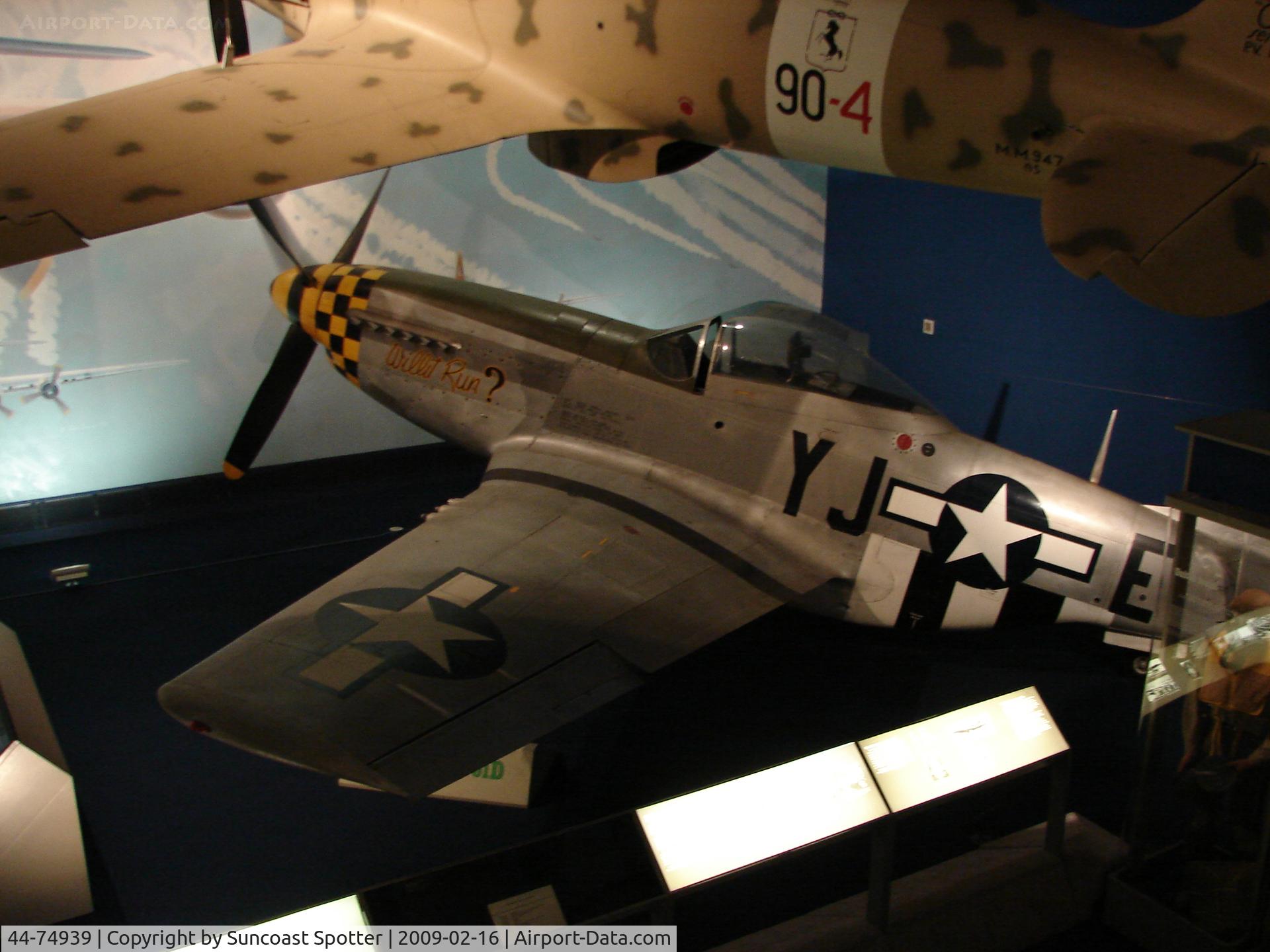 44-74939, 1944 North American P-51D Mustang C/N 122-41479, United States Army Air Force P-51 Mustang on display at the National Air and Space Museum in Washington DC.