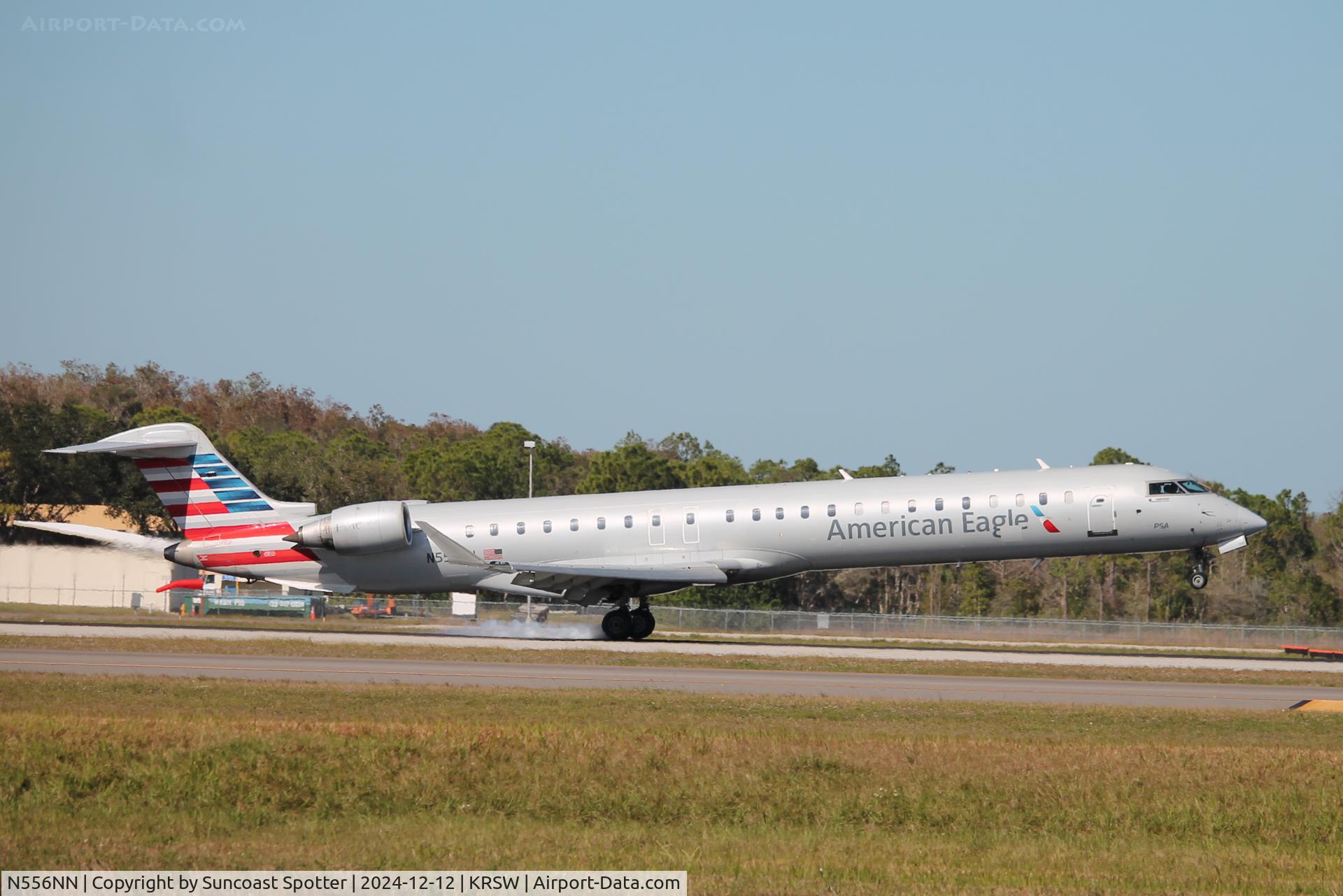 N556NN, 2014 Bombardier CRJ-900 (CL-600-2D24) C/N 15339, American Flight 5576 operated by PSA arrives on Runway 6 at Southwest Florida International Airport following flight from Reagan National Airport