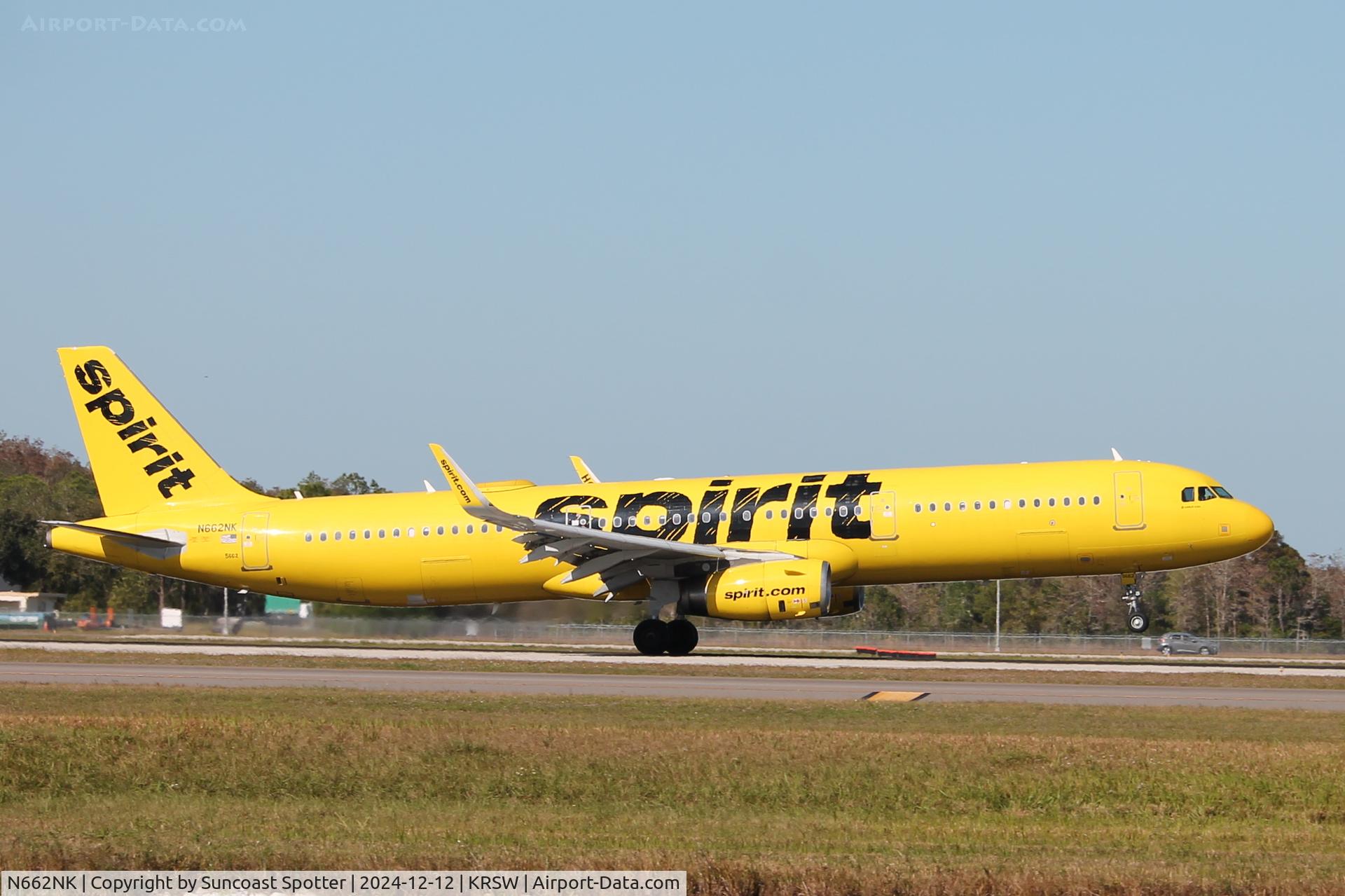 N662NK, 2015 Airbus A321-231 C/N 6897, Spirit Flight 487 arrives on Runway 6 at Southwest Florida International Airport following flight from Chicago -O’Hare International Airport