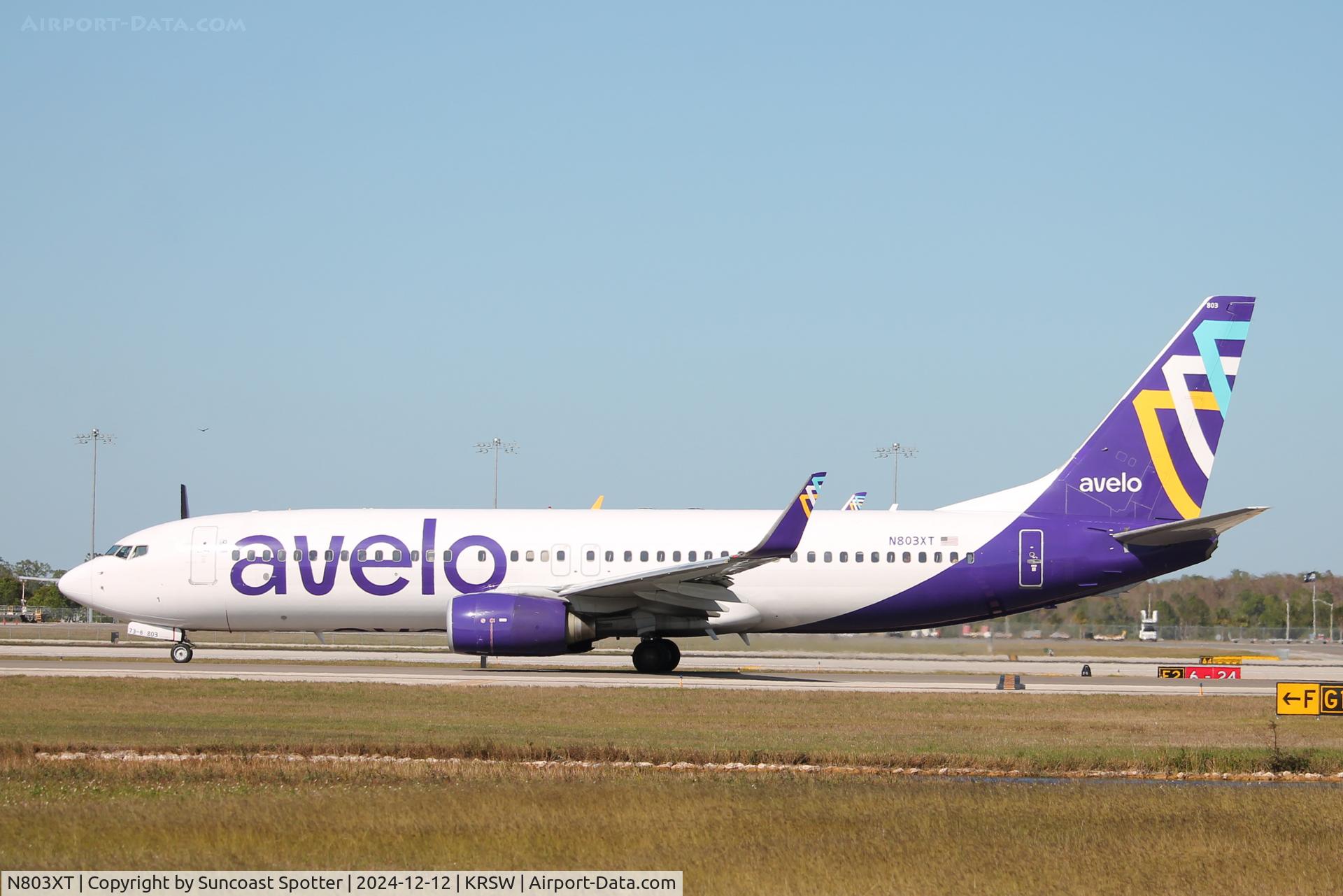 N803XT, 2006 Boeing 737-8F2 C/N 34407, Avelo Flight 557 taxis at Southwest Florida International Airport prior to flight to New Castle Airport