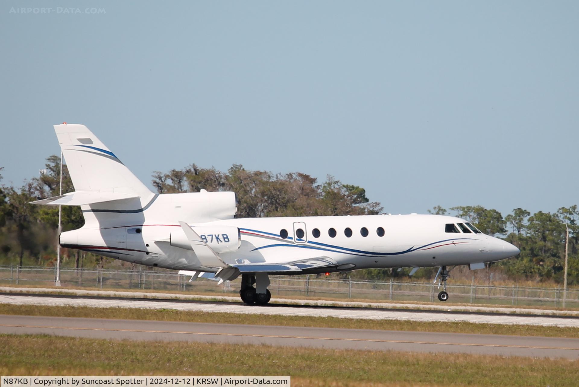 N87KB, 2003 Dassault Aviation Falcon 50EX C/N 331, Falcon 87KB arrives on Runway 6 at Southwest Florida International Airport