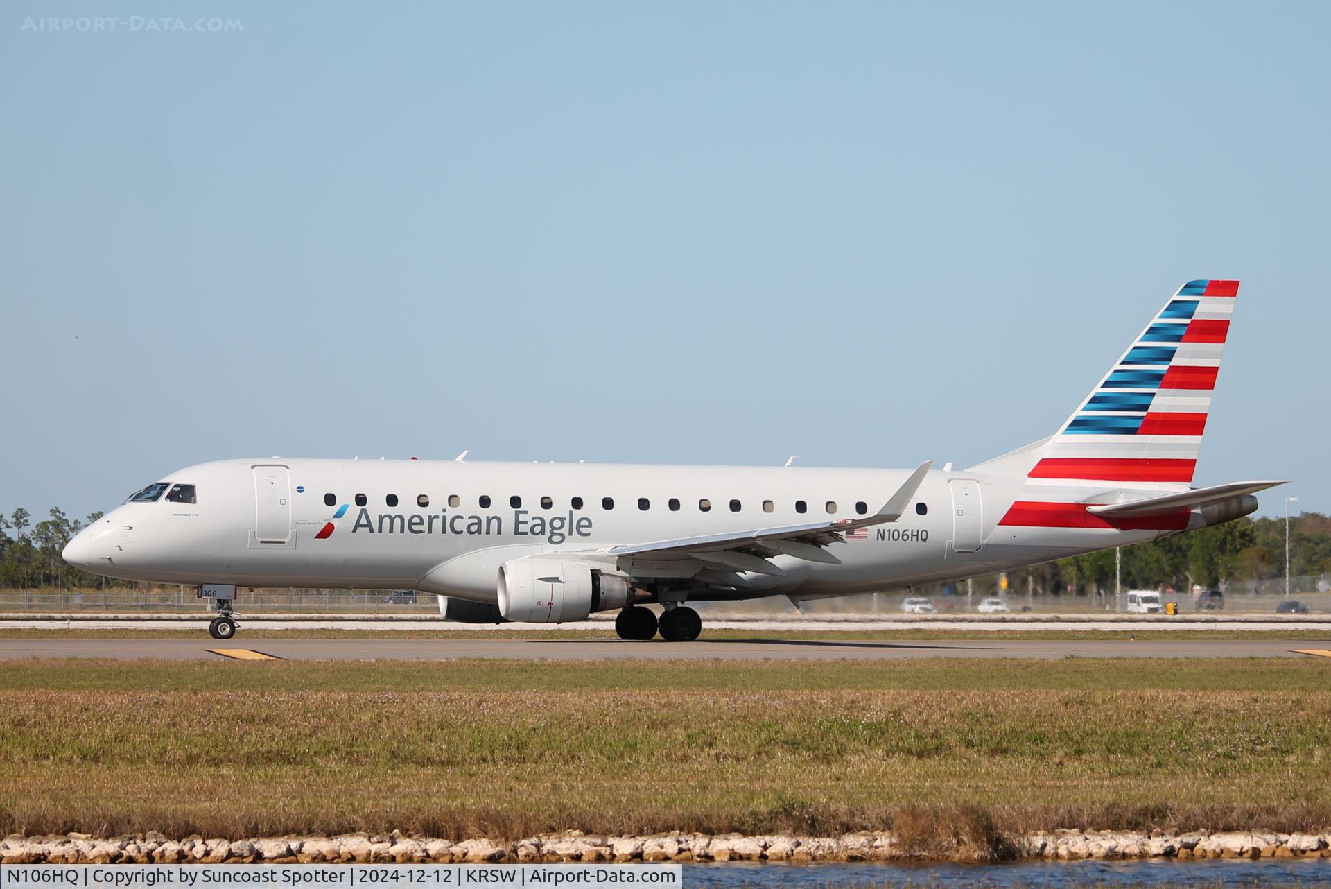 N106HQ, 2007 Embraer 175LR (ERJ-170-200LR) C/N 17000164, American Flight 4493 operated by Republic taxis at Southwest Florida International Airport prior to flight to Reagan National Airport