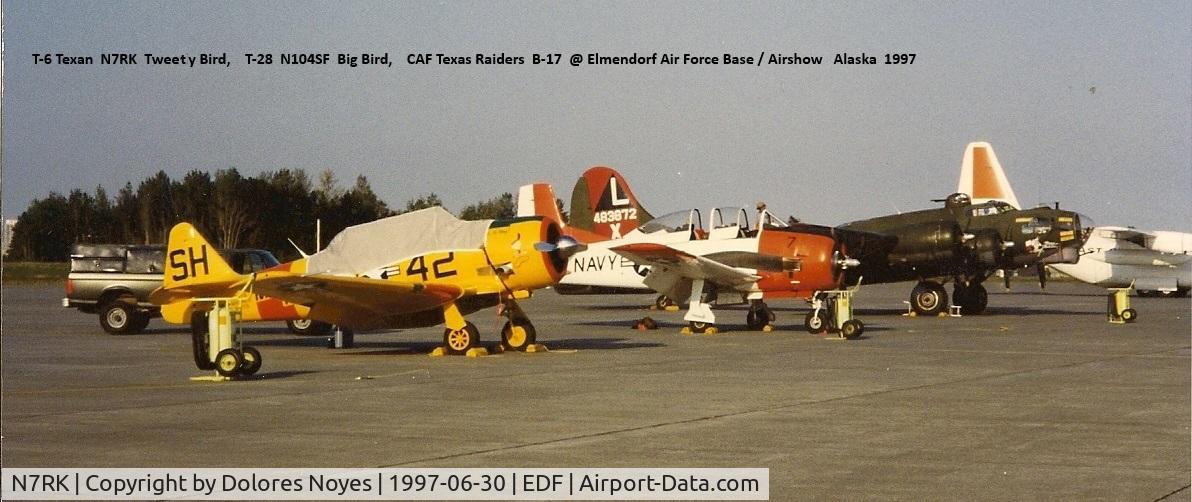 N7RK, North American AT-6D C/N 42-84779, N7RK Tweety, N104SF T-28, CAF Texas Raiders B-17, @ Elmendorf AFB