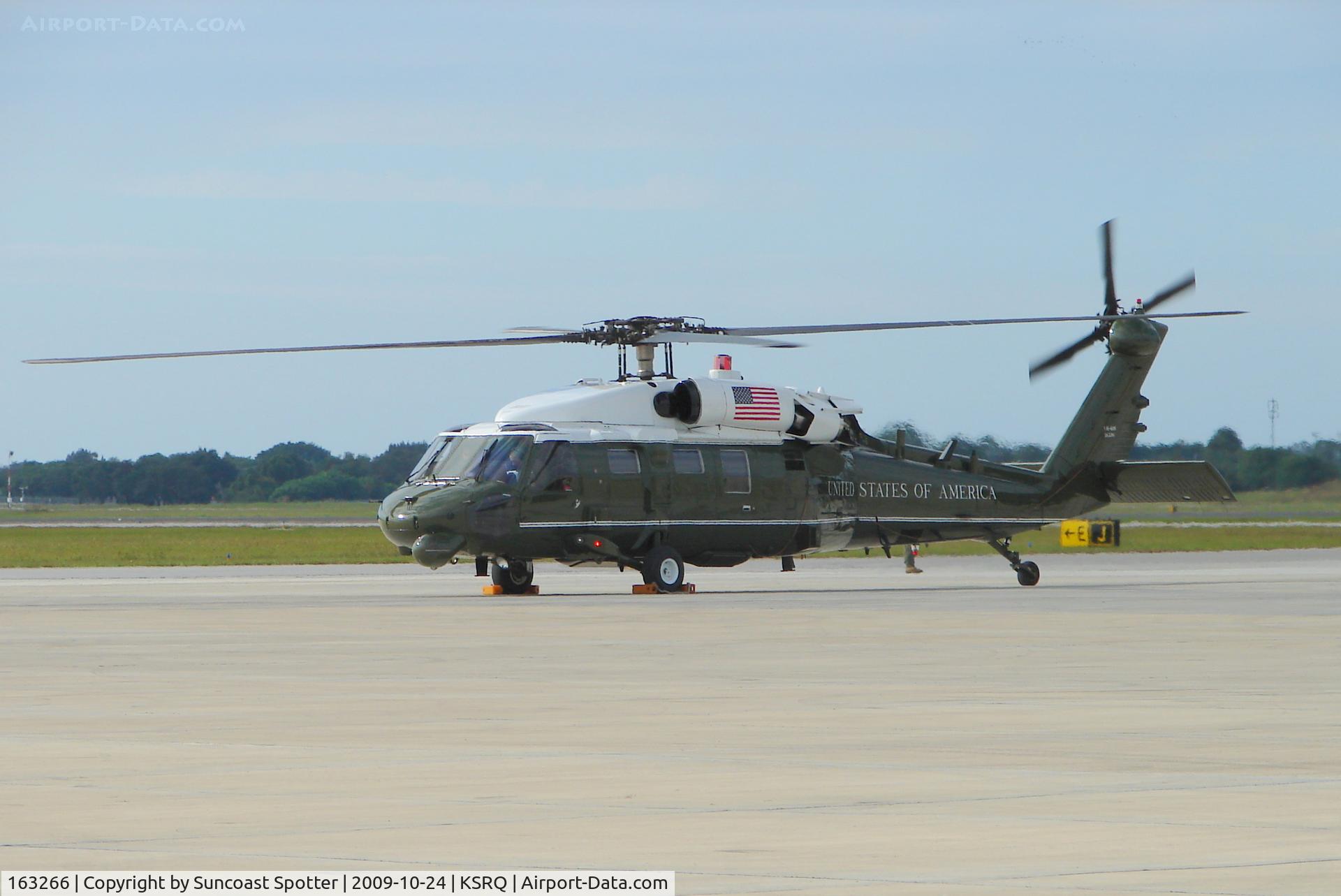 163266, 1988 Sikorsky VH-60N Whitehawk C/N 70-1211, A US Marine Corps VH-60N Whitehawk from Marine Helicopter Squadron One from Marine Corps Air Facility Quantico sits on the ramp at Rectrix Aviation at Sarasota-Bradenton International Airport in advance of a visit by President Obama