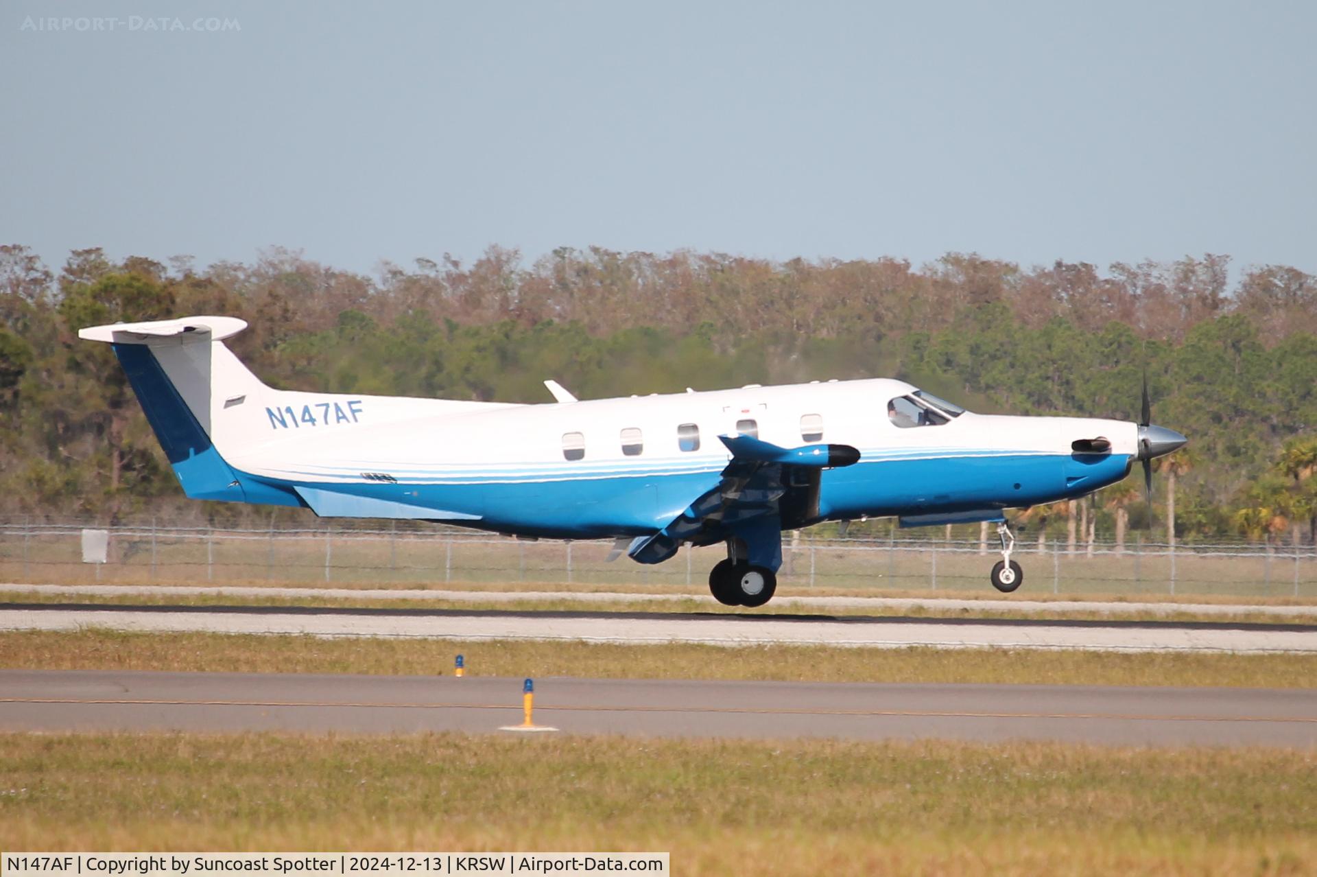 N147AF, 2021 Pilatus Aircraft PC-12/45 C/N 2147, Chronos Flight 1833 arrives on Runway 6 at Southwest Florida International Airport following flight from Palm Beach International Airport