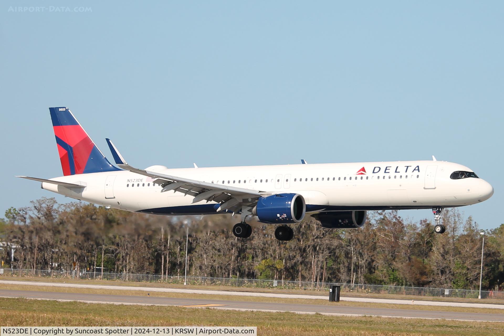 N523DE, 2023 Airbus A321-271NX C/N 11236, Delta Flight 2474 arrives on Runway 6 at Southwest Florida International Airport following flight from Boston-Logan International Airport