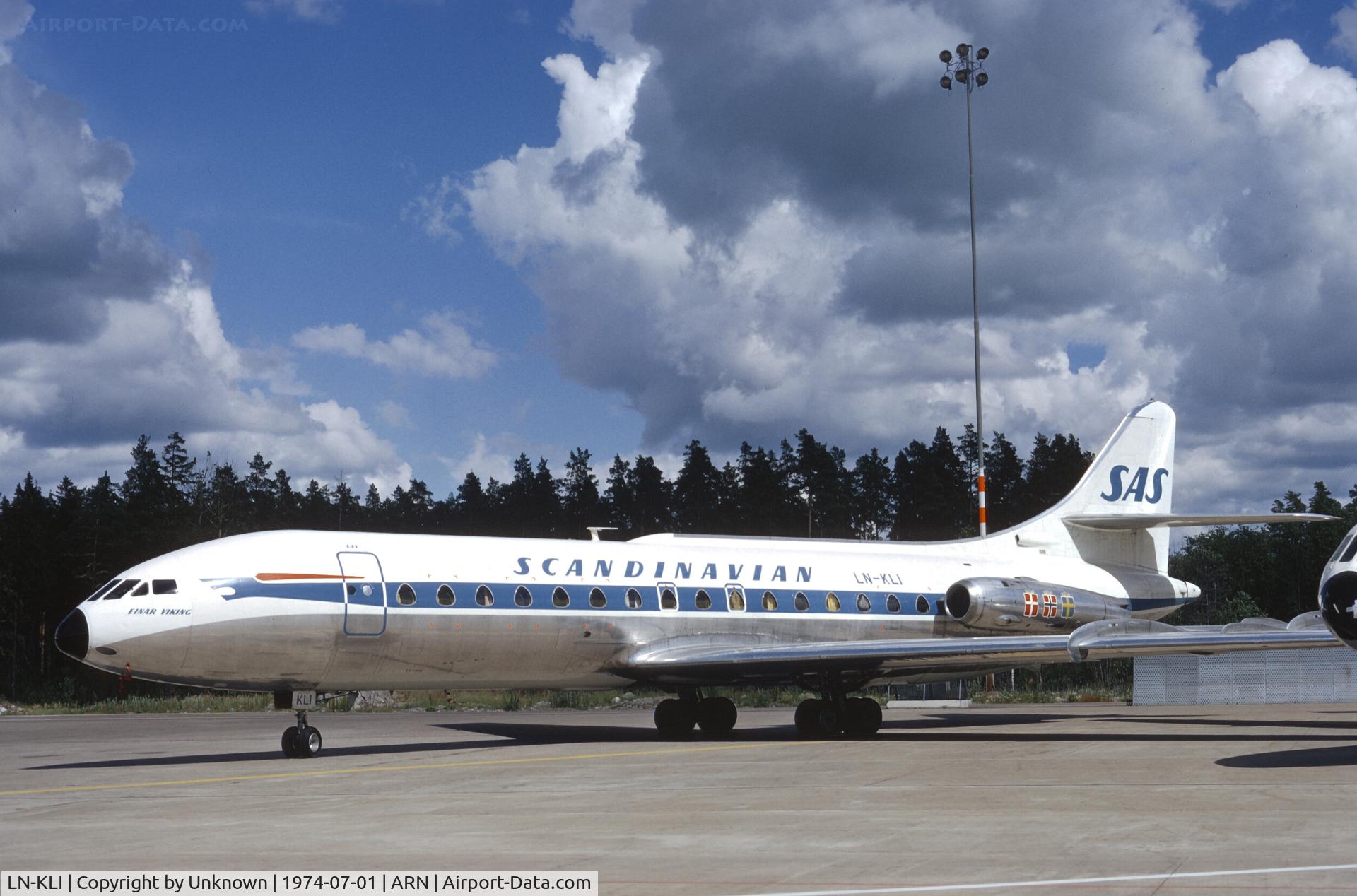 LN-KLI, 1959 Sud Aviation SE-210 Caravelle III C/N 007, Arlanda 7.1974