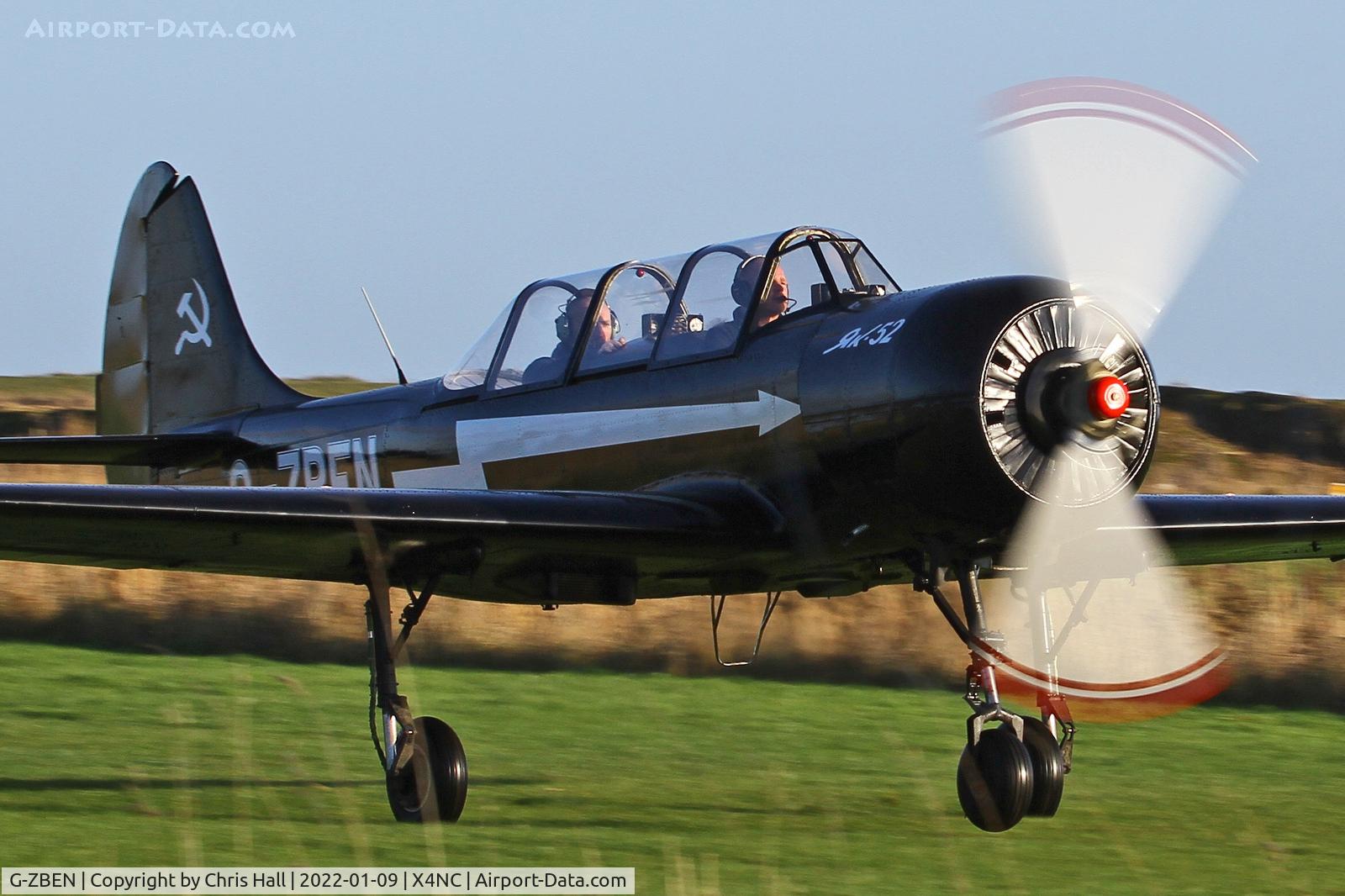G-ZBEN, 1982 Bacau Yak-52 C/N 822708, North Coates Brass Monkey fly in
