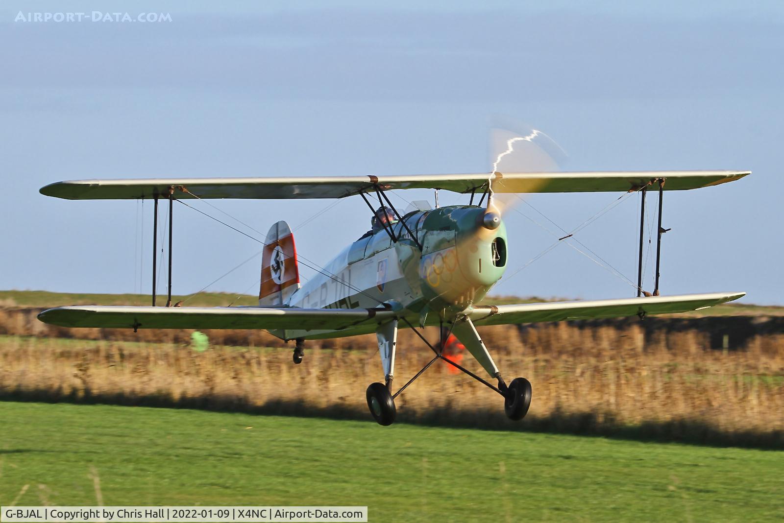 G-BJAL, 1957 Bucker 1-131E Jungmann C/N 1028, North Coates Brass Monkey fly in