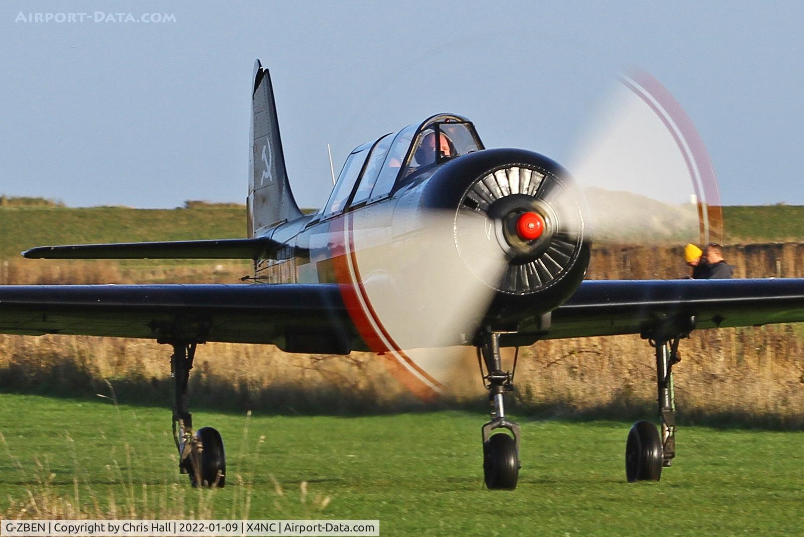 G-ZBEN, 1982 Bacau Yak-52 C/N 822708, North Coates Brass Monkey fly in