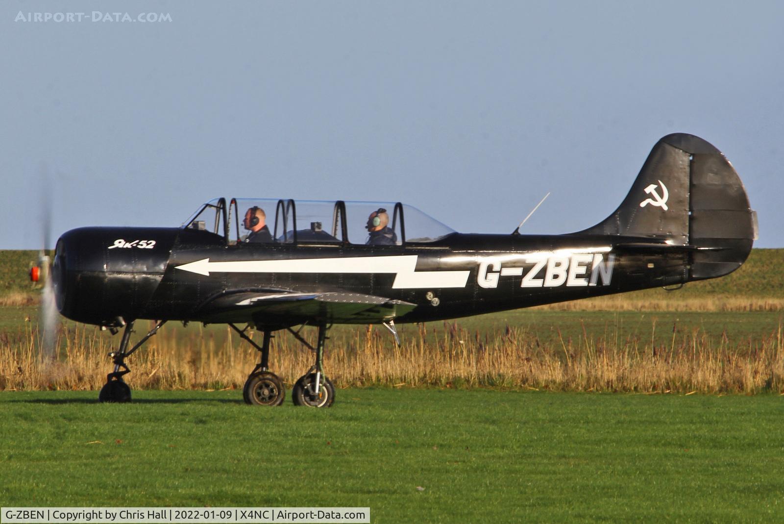 G-ZBEN, 1982 Bacau Yak-52 C/N 822708, North Coates Brass Monkey fly in