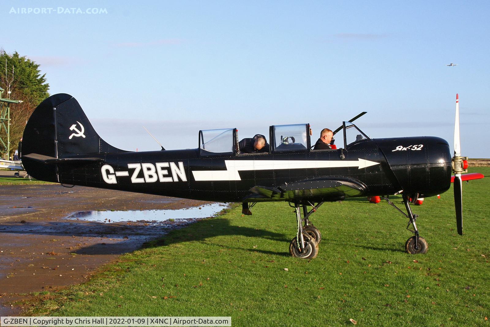 G-ZBEN, 1982 Bacau Yak-52 C/N 822708, North Coates Brass Monkey fly in