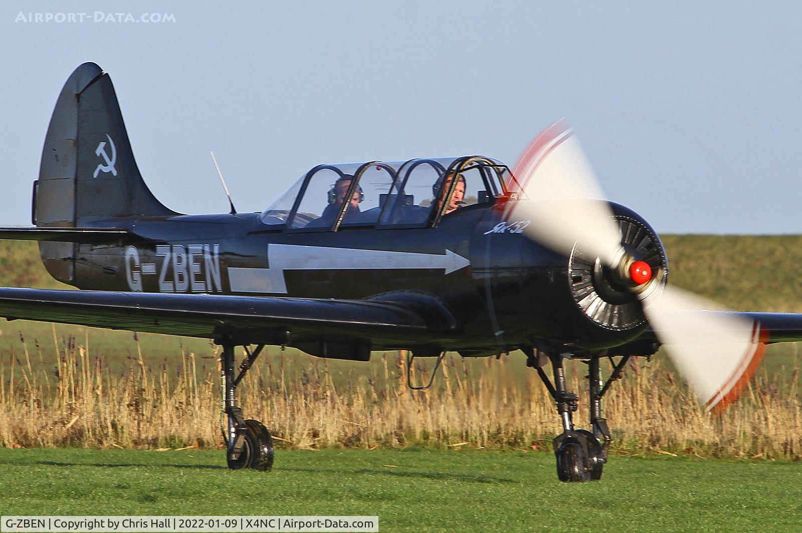 G-ZBEN, 1982 Bacau Yak-52 C/N 822708, North Coates Brass Monkey fly in