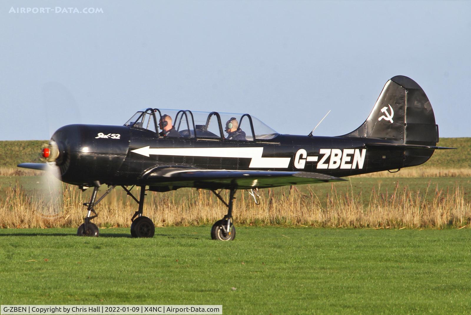 G-ZBEN, 1982 Bacau Yak-52 C/N 822708, North Coates Brass Monkey fly in