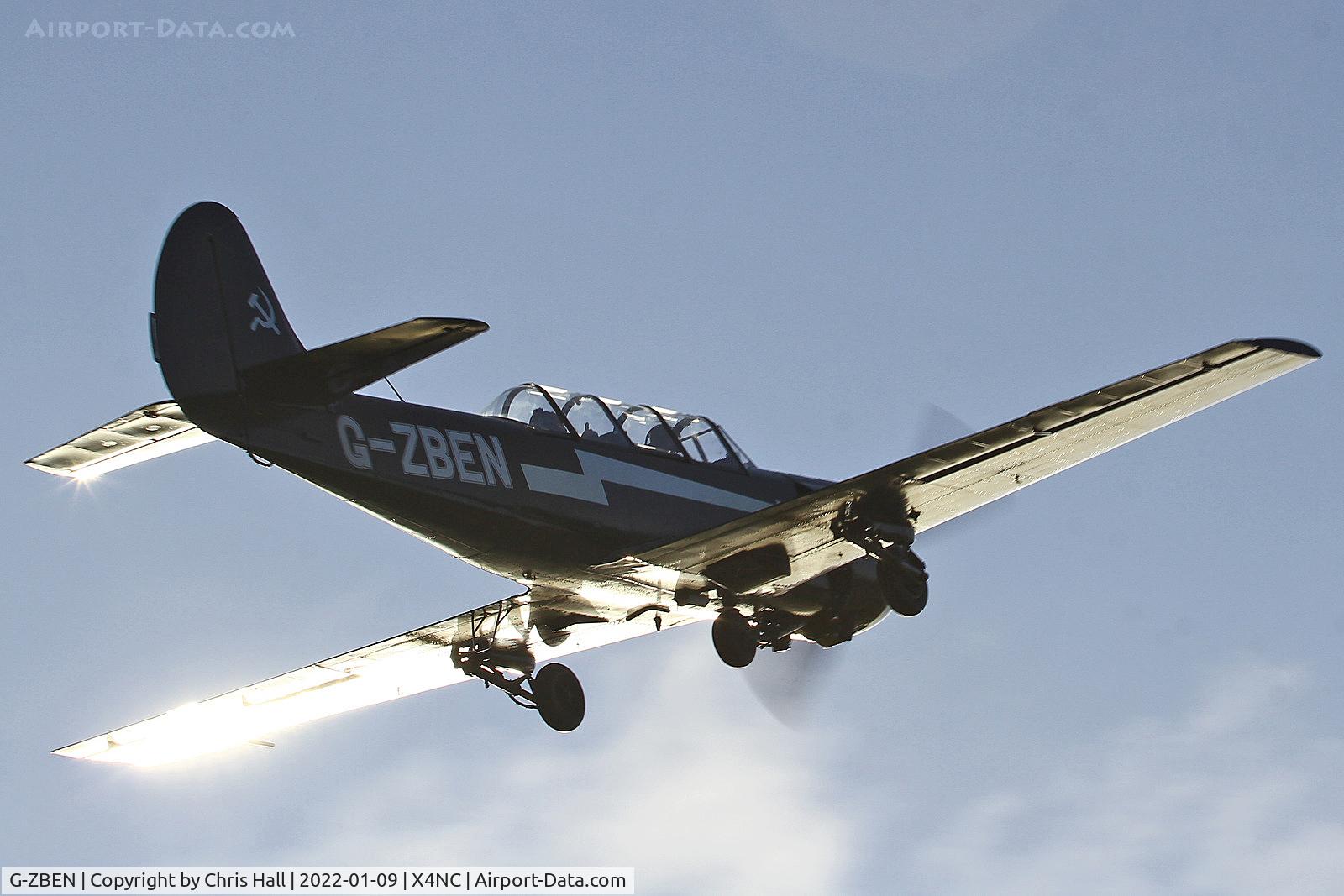 G-ZBEN, 1982 Bacau Yak-52 C/N 822708, North Coates Brass Monkey fly in