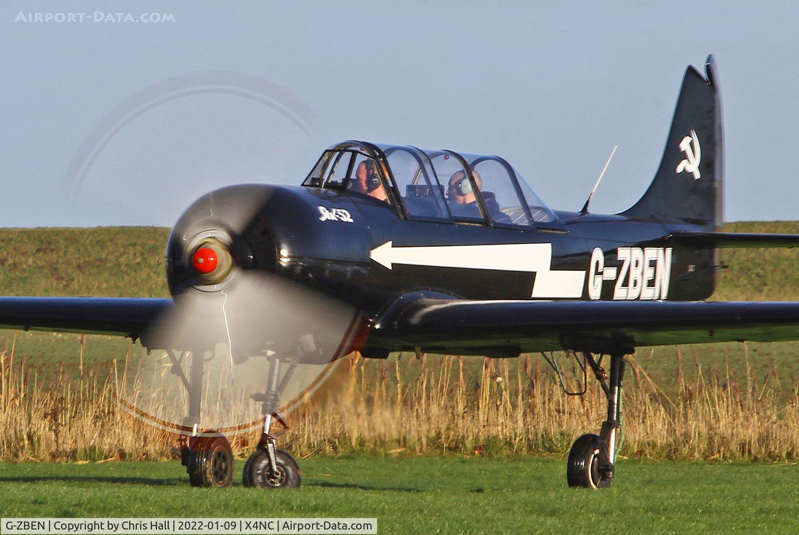 G-ZBEN, 1982 Bacau Yak-52 C/N 822708, North Coates Brass Monkey fly in