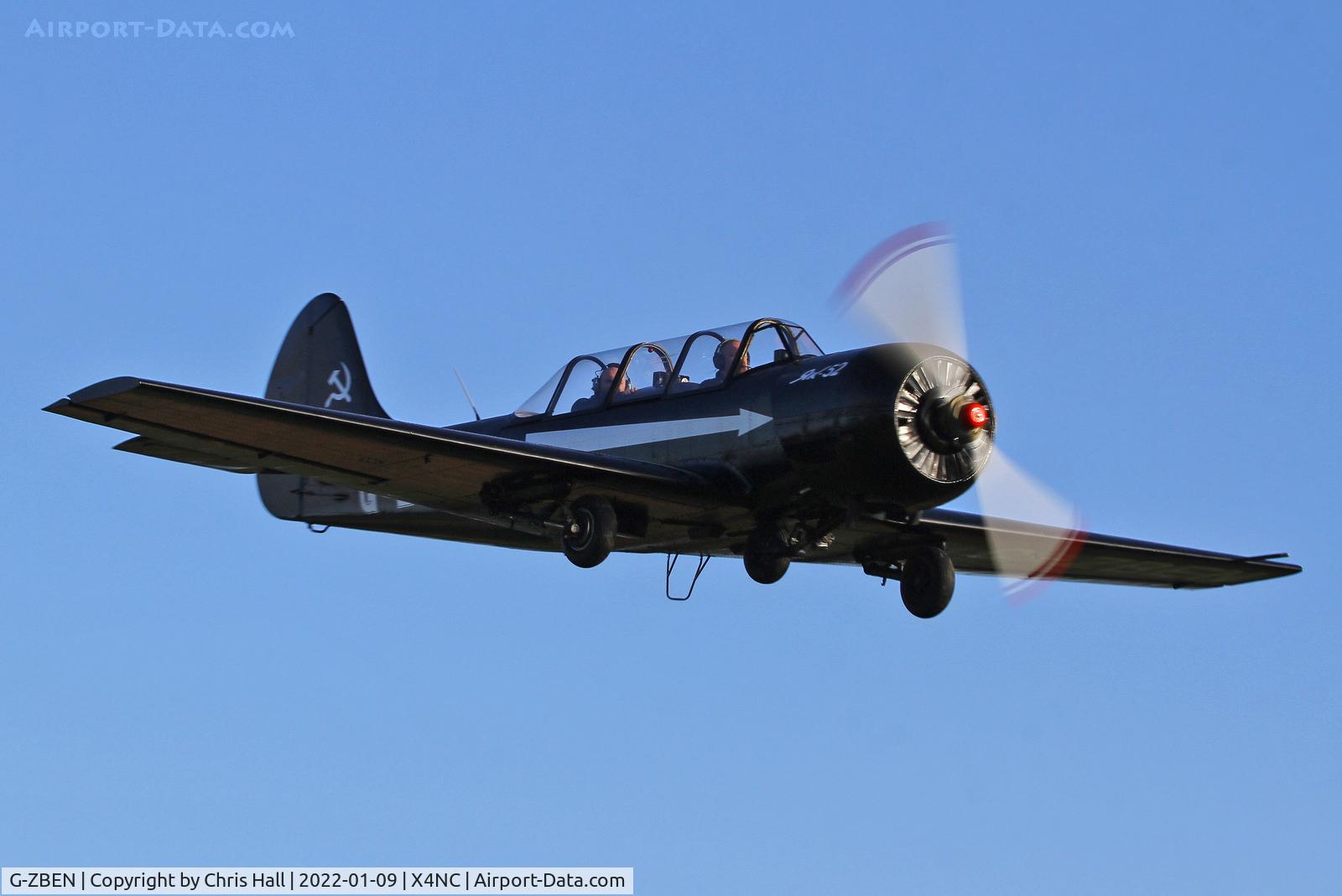 G-ZBEN, 1982 Bacau Yak-52 C/N 822708, North Coates Brass Monkey fly in