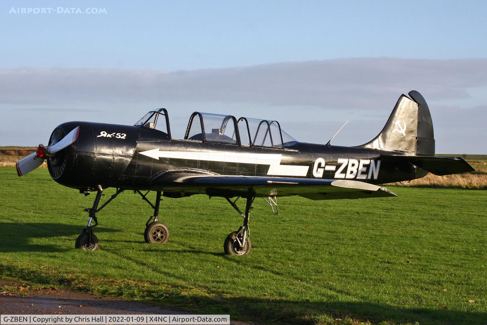 G-ZBEN, 1982 Bacau Yak-52 C/N 822708, North Coates Brass Monkey fly in