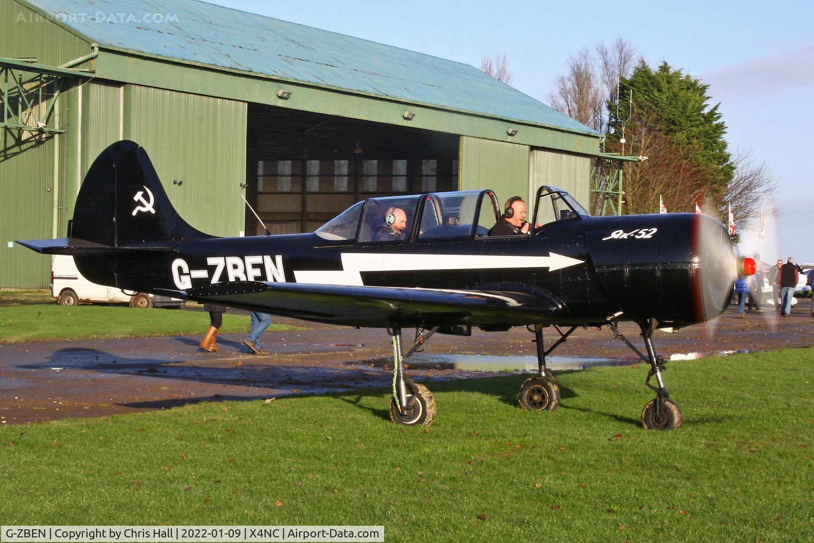 G-ZBEN, 1982 Bacau Yak-52 C/N 822708, North Coates Brass Monkey fly in