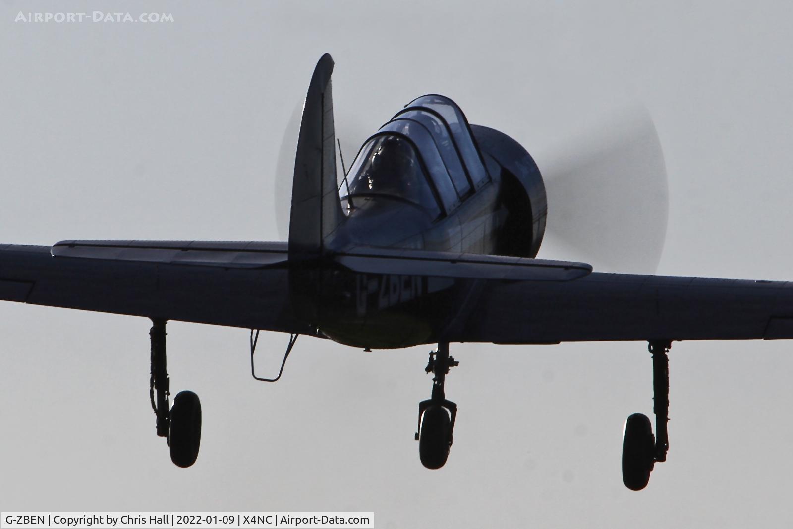 G-ZBEN, 1982 Bacau Yak-52 C/N 822708, North Coates Brass Monkey fly in