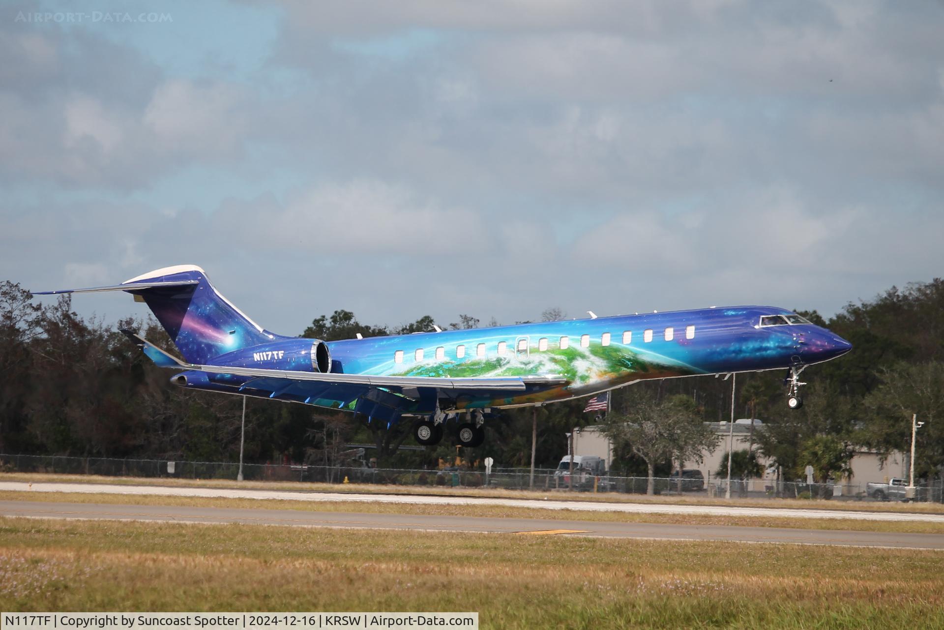N117TF, 2024 Bombardier BD-700-2A12 Global 7500 C/N 70192, Global 117TF arrives on Runway 6 at Southwest Florida International Airport following flight from Palm Beach International Airport