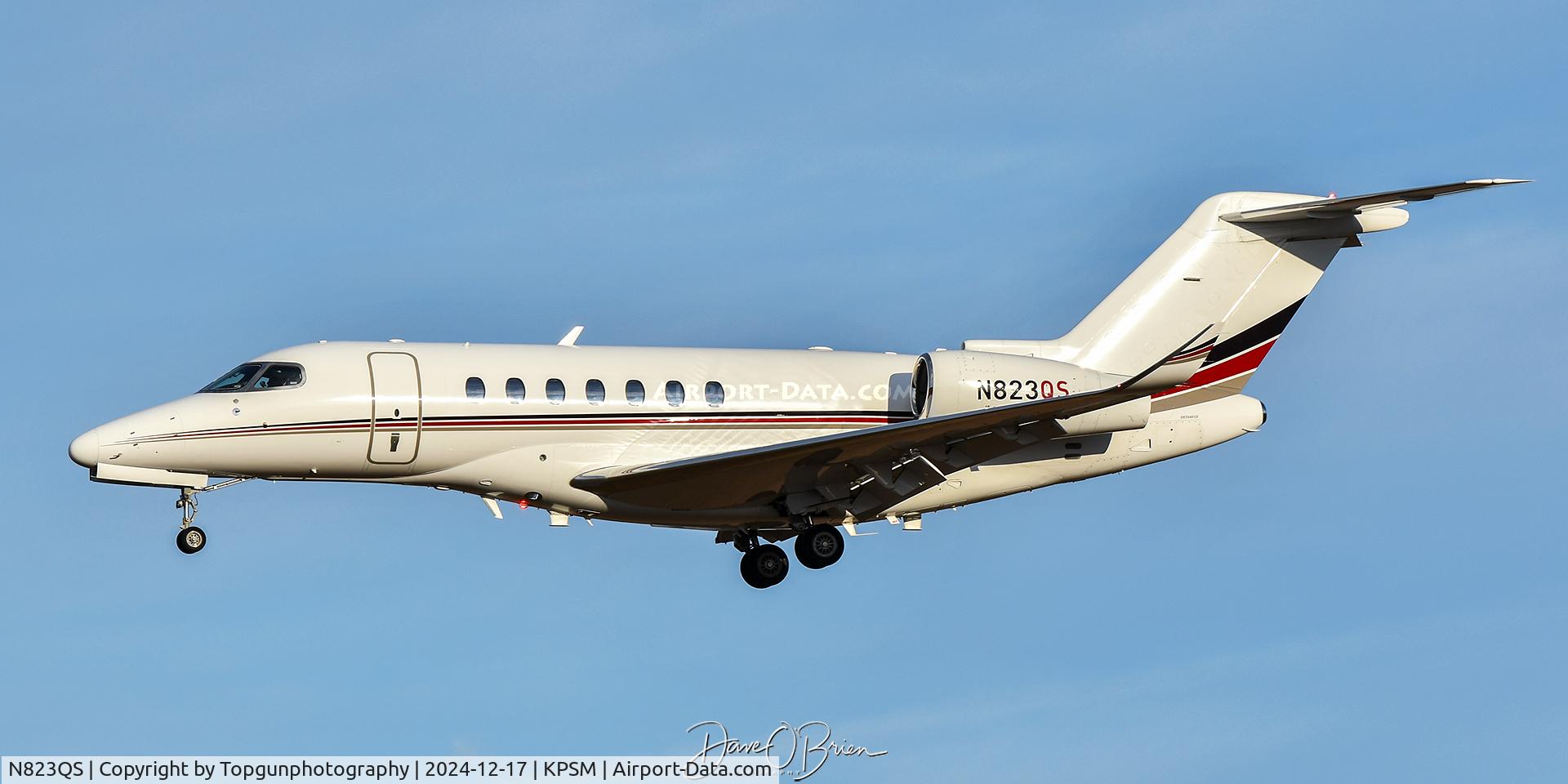 N823QS, 2021 Cessna 700 Citation Longitude C/N 700-0061, landing RW34