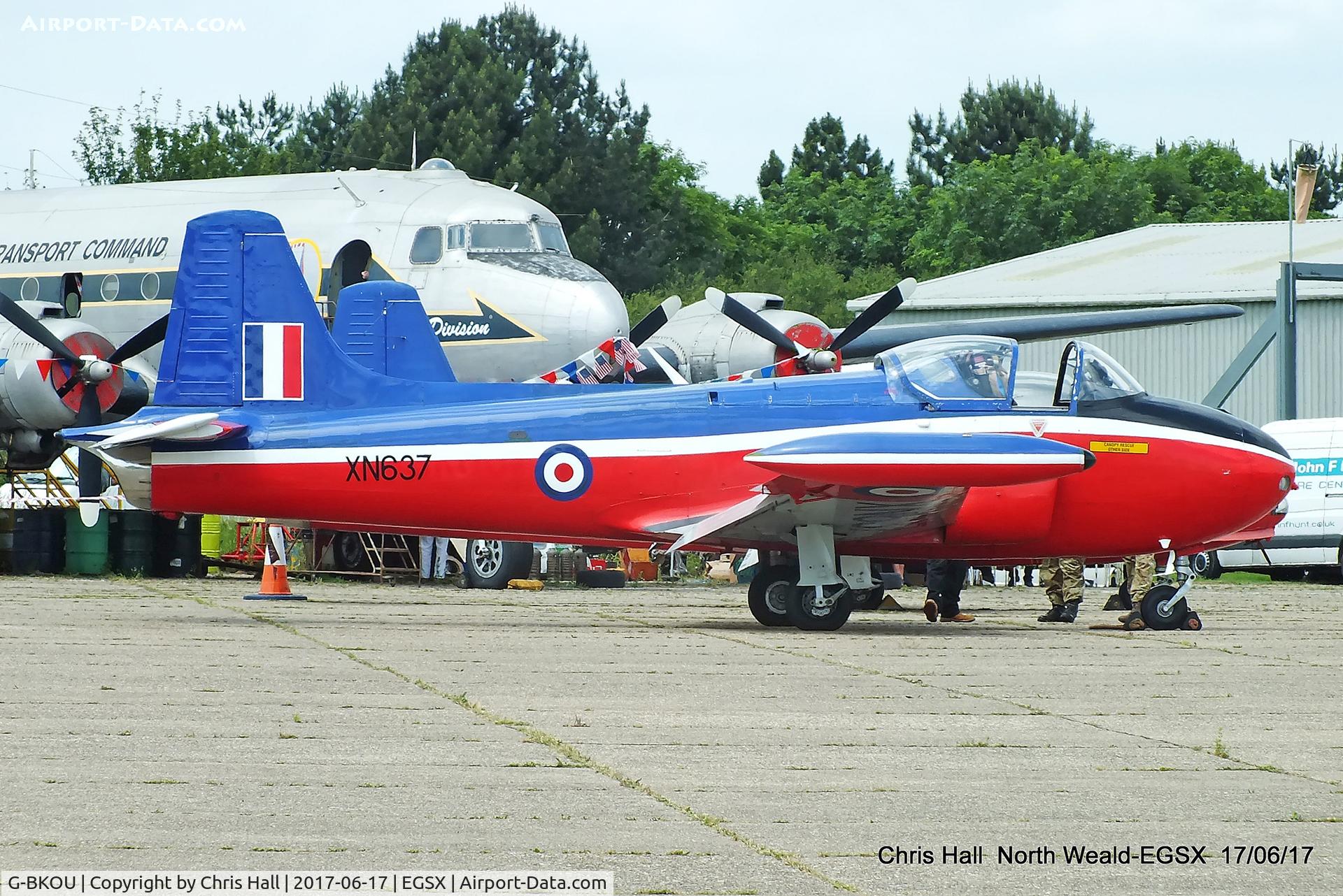 G-BKOU, 1961 Hunting P-84 Jet Provost T.3 C/N PAC/W/13901, Air Britain fly in, North Weald