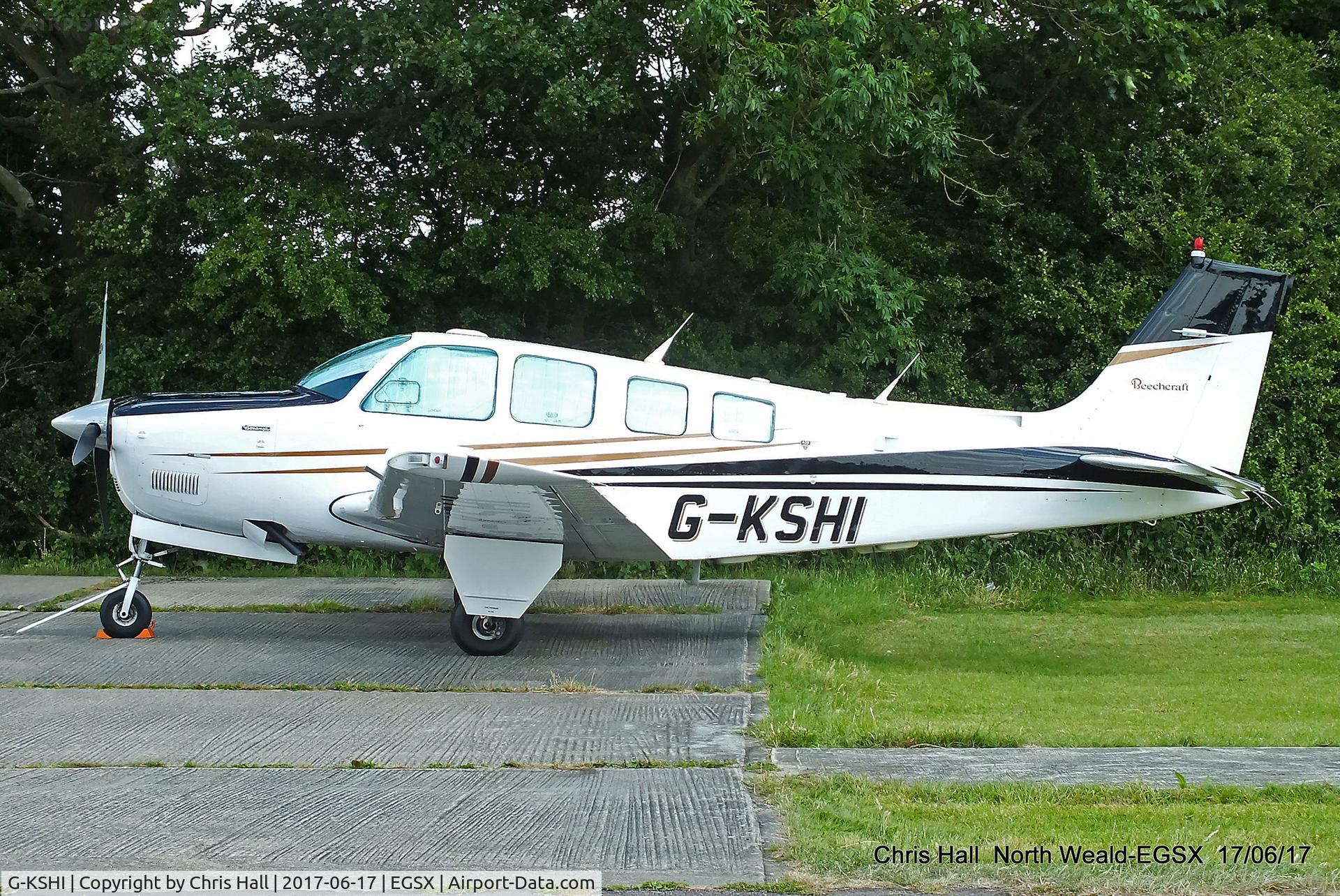 G-KSHI, 1987 Beechcraft A36 Bonanza C/N E-2353, Air Britain fly in, North Weald