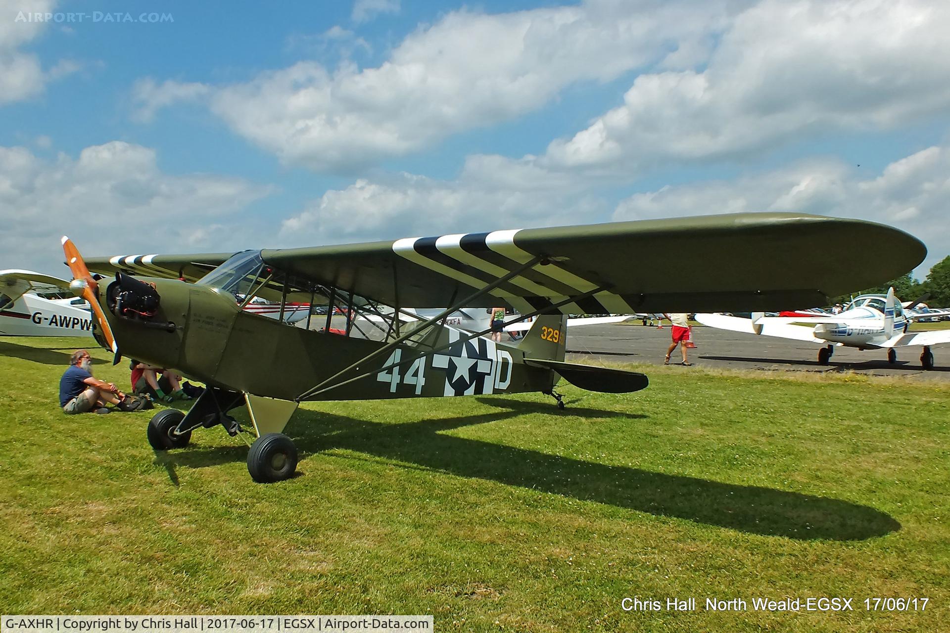 G-AXHR, 1943 Piper L-4H Grasshopper (J3C-65D) C/N 10892, Air Britain fly in, North Weald