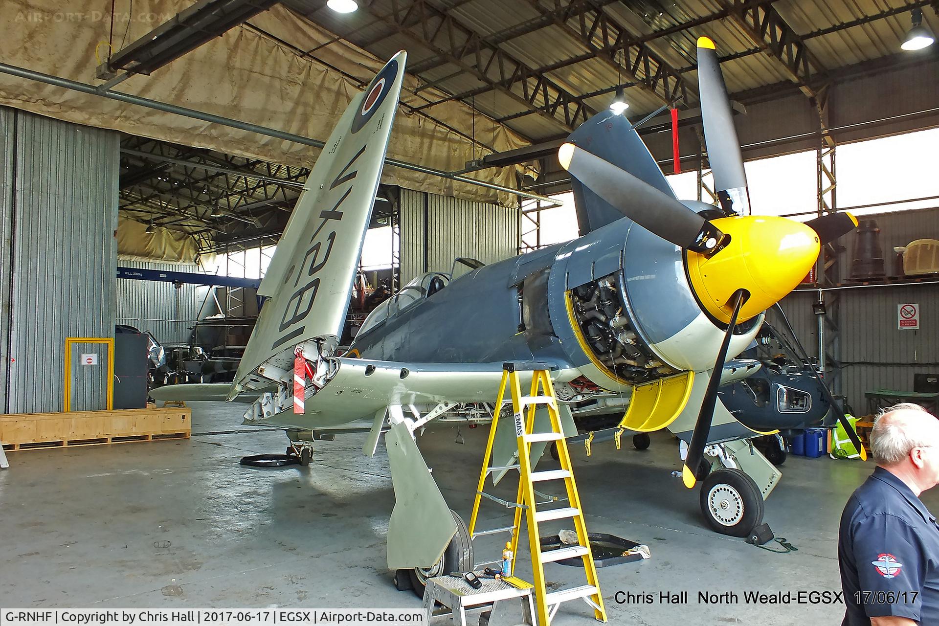 G-RNHF, 1949 Hawker Sea Fury T.20 C/N ES.3615, Air Britain fly in, North Weald
