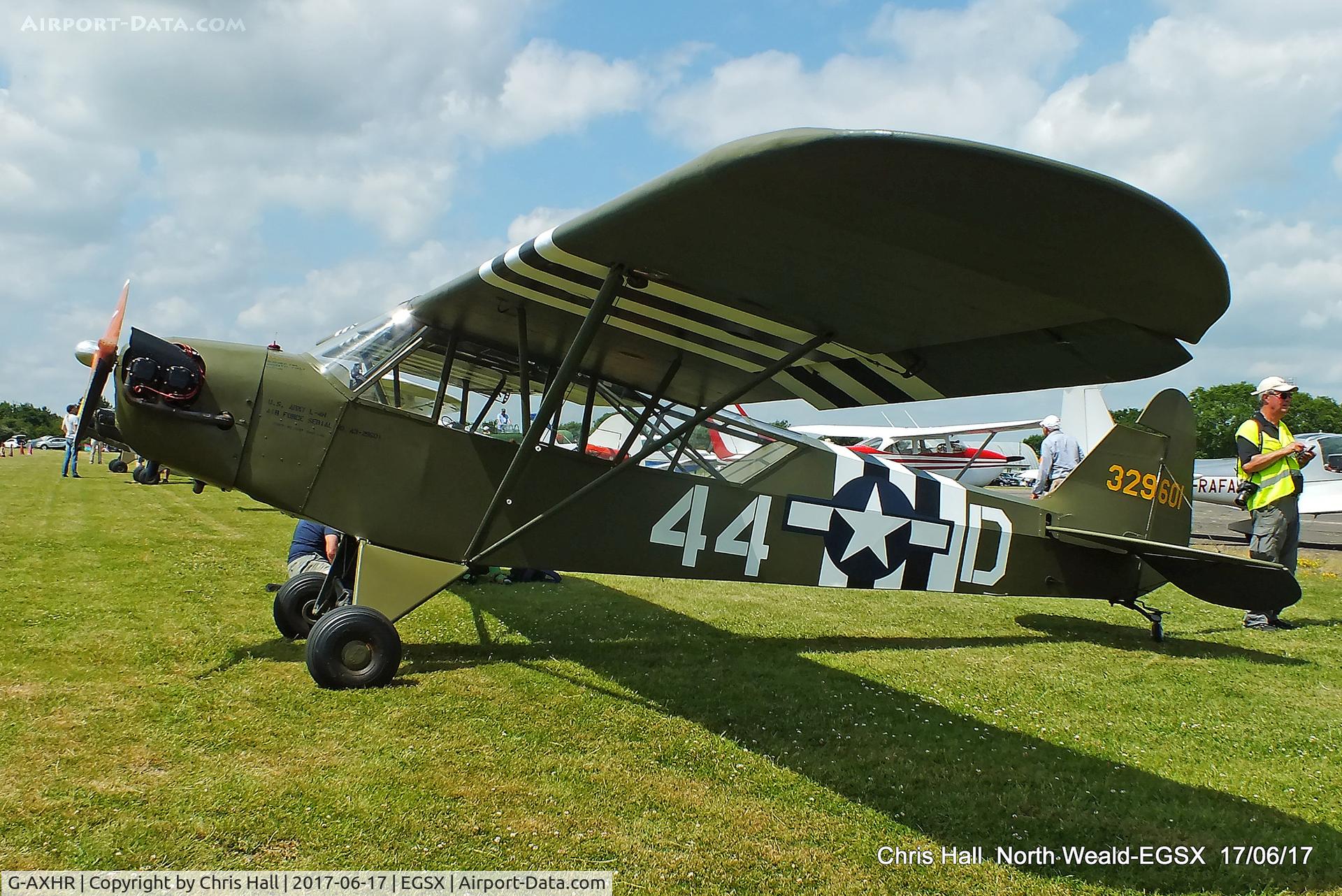 G-AXHR, 1943 Piper L-4H Grasshopper (J3C-65D) C/N 10892, Air Britain fly in, North Weald