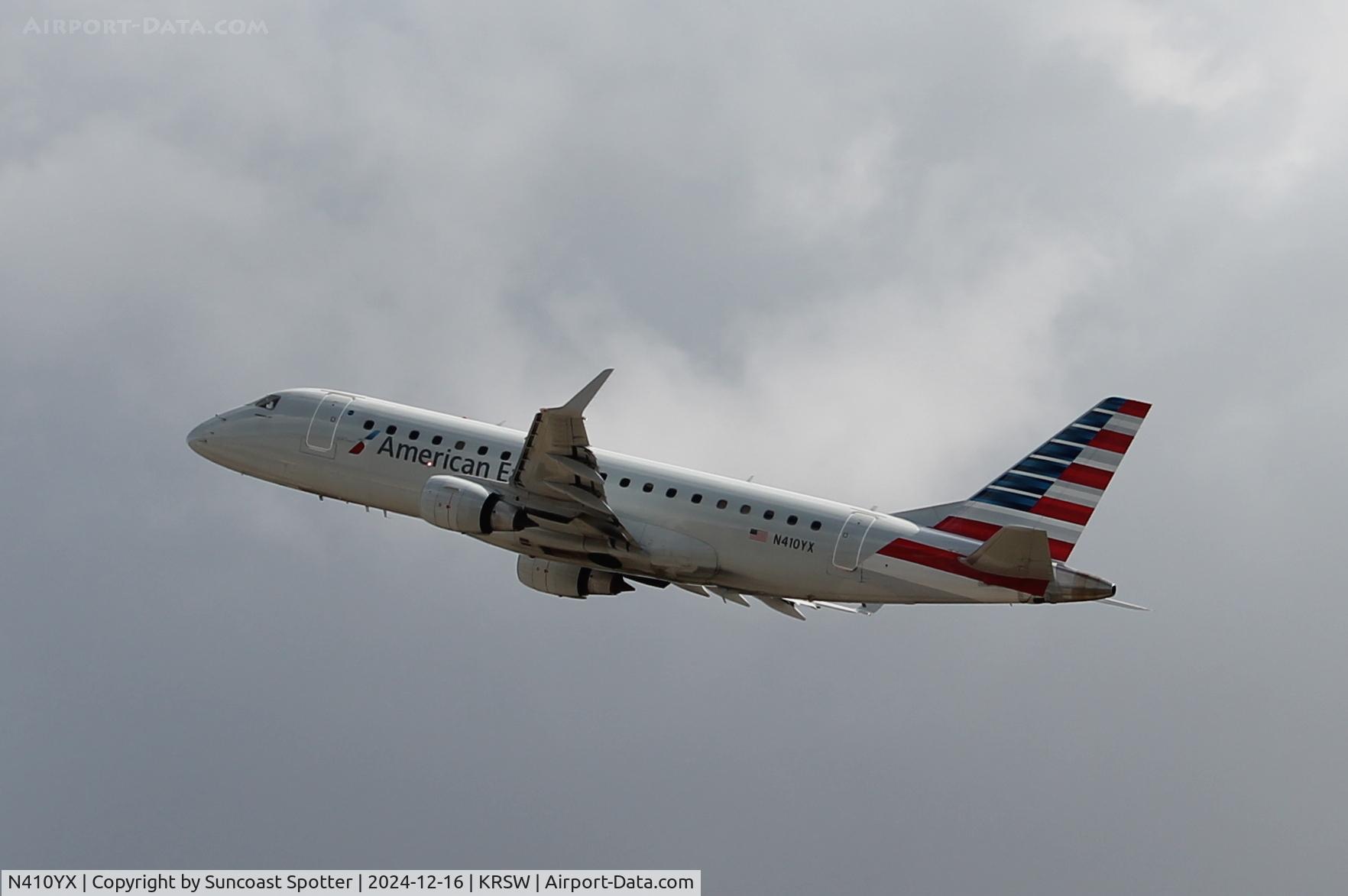 N410YX, 2013 Embraer 175LR (ERJ-170-200LR) C/N 17000373, American Flight 4493 operated by Republic departs Runway 6 at Southwest Florida International Airport enroute to Reagan National Airport