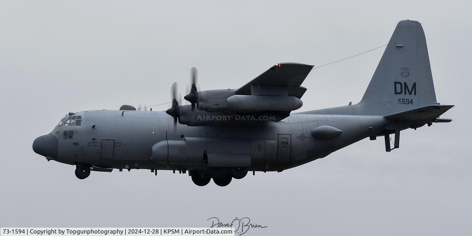 73-1594, 1973 Lockheed EC-130H Compass Call C/N 382-4563, REACH22 dropping in to Pease