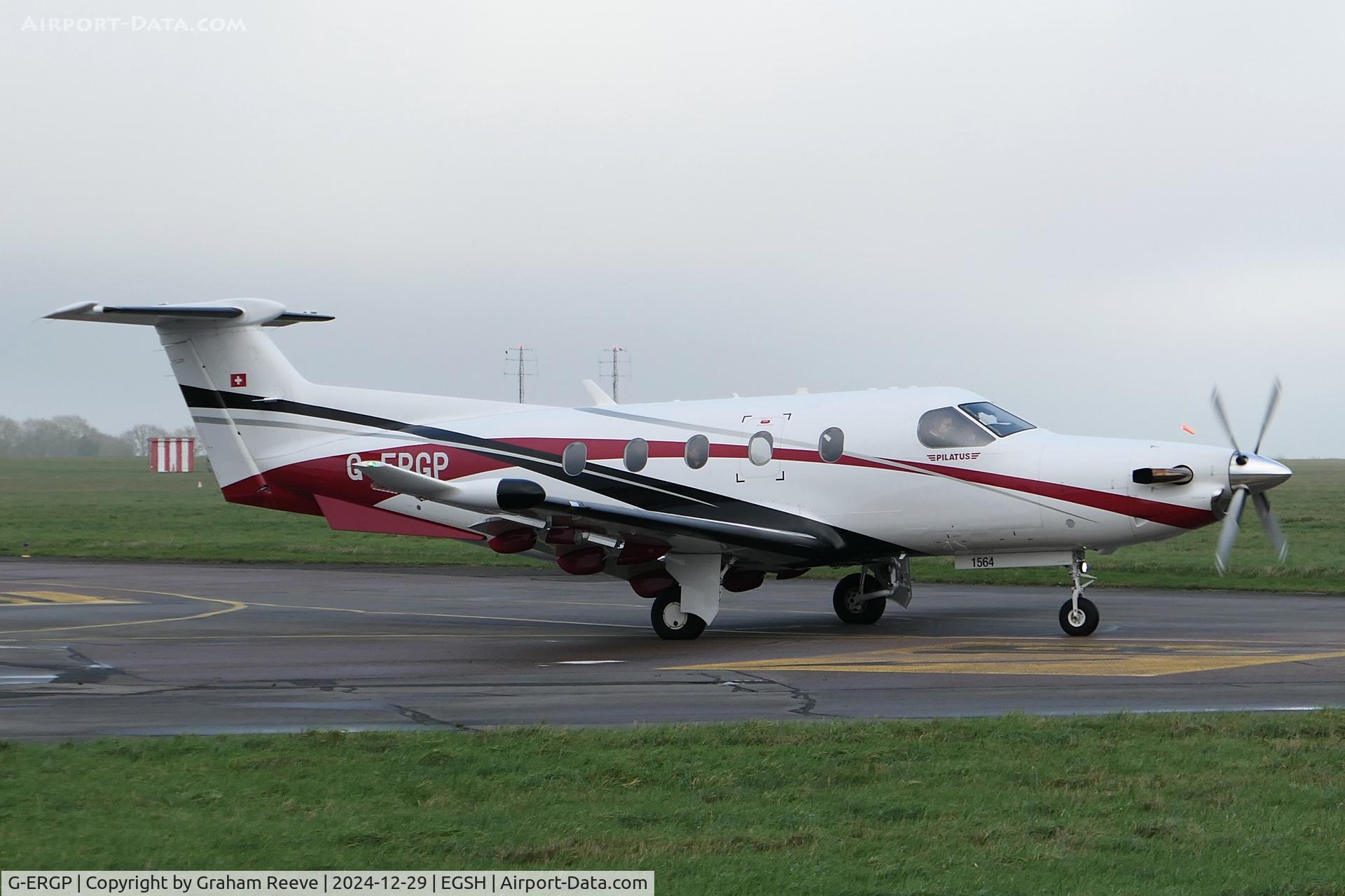 G-ERGP, 2015 Pilatus PC-12/47E C/N 1564, Departing from Norwich.