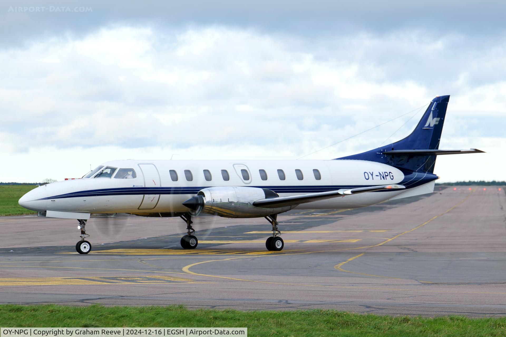 OY-NPG, 1996 Fairchild SA-227DC Metro 23 C/N DC-896B, Just landed at Norwich.