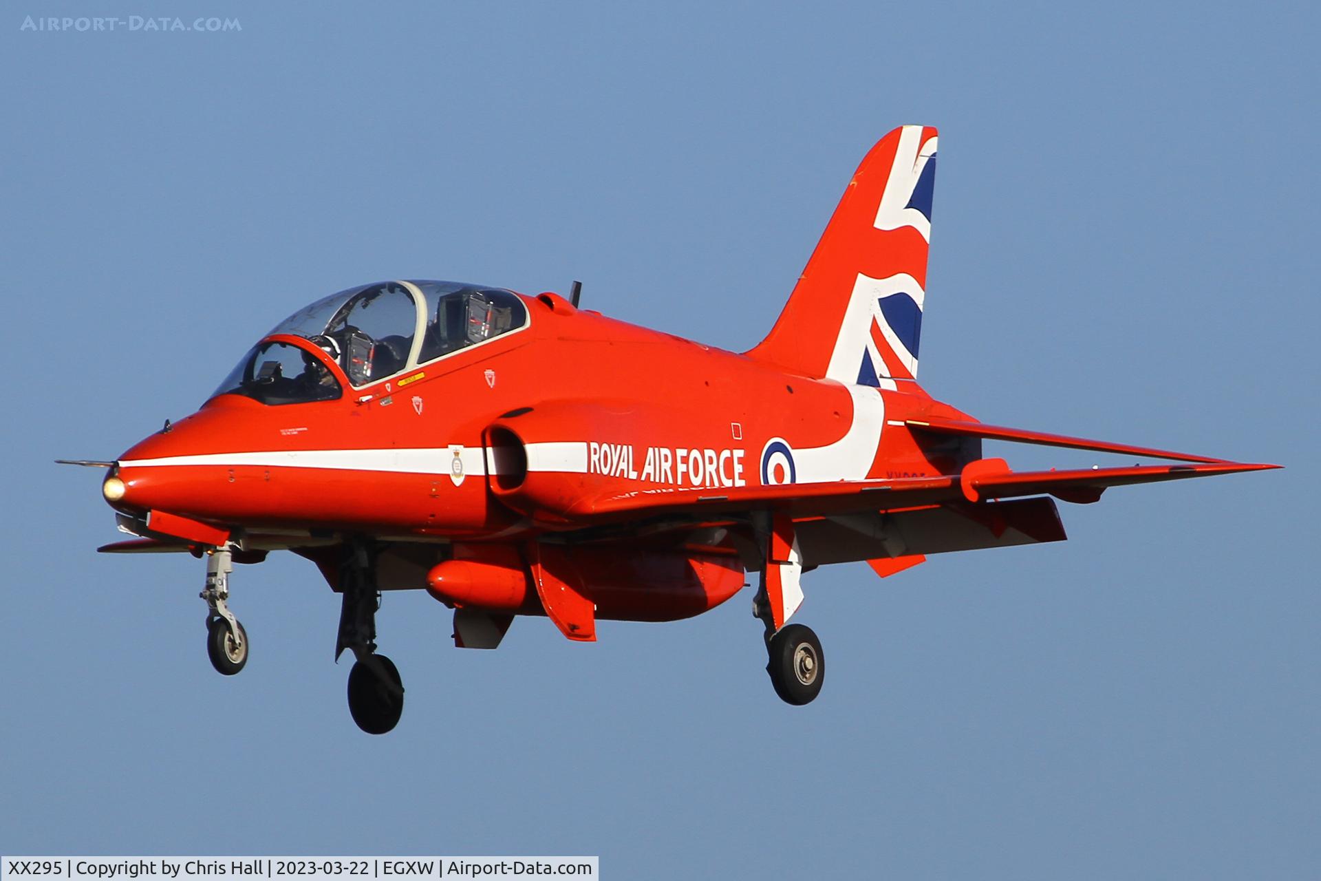 XX295, 1979 Hawker Siddeley Hawk T.1W C/N 124/312120, Red Arrows at RAF Waddington