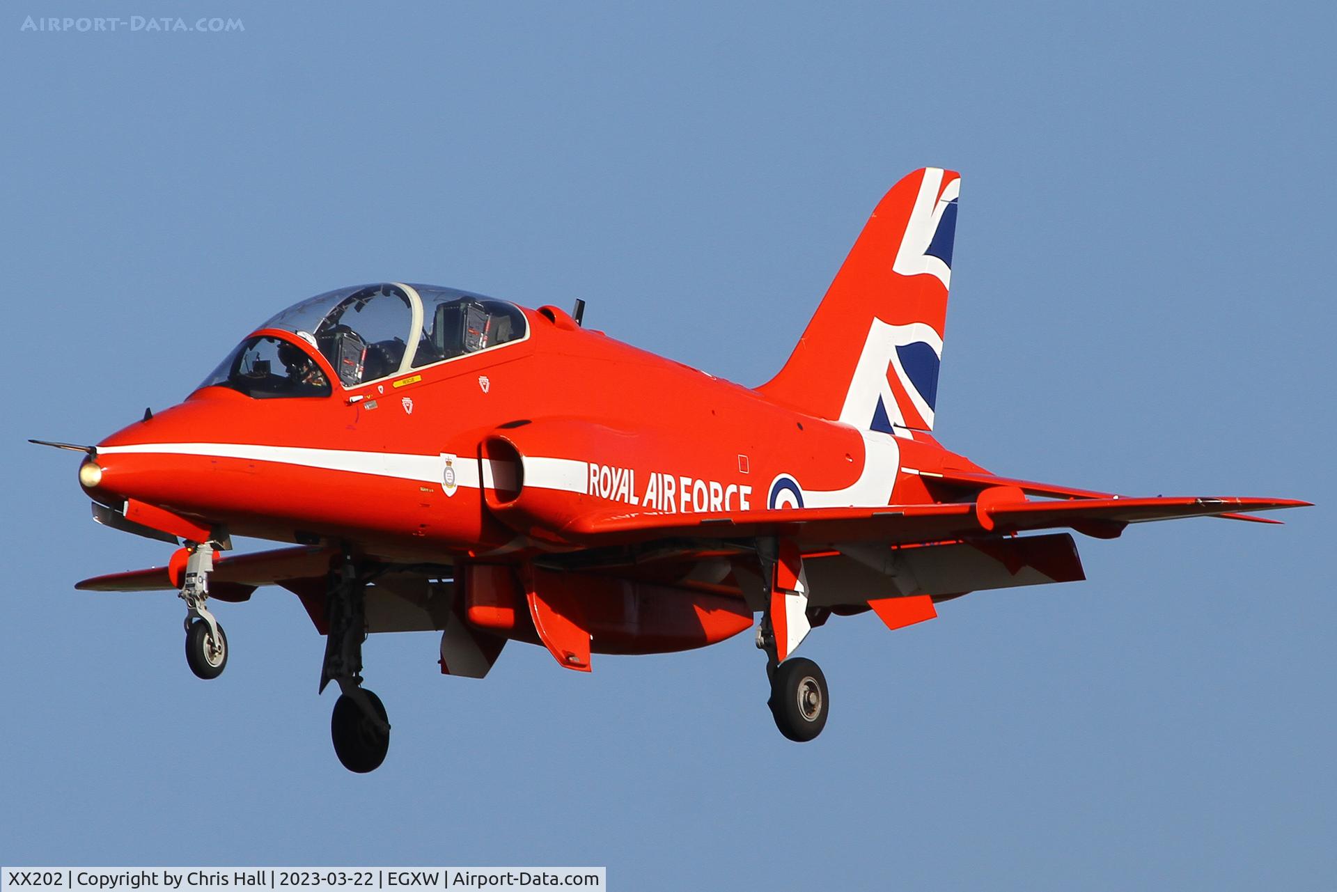 XX202, 1978 Hawker Siddeley Hawk T.1A C/N 049/312049, Red Arrows at RAF Waddington