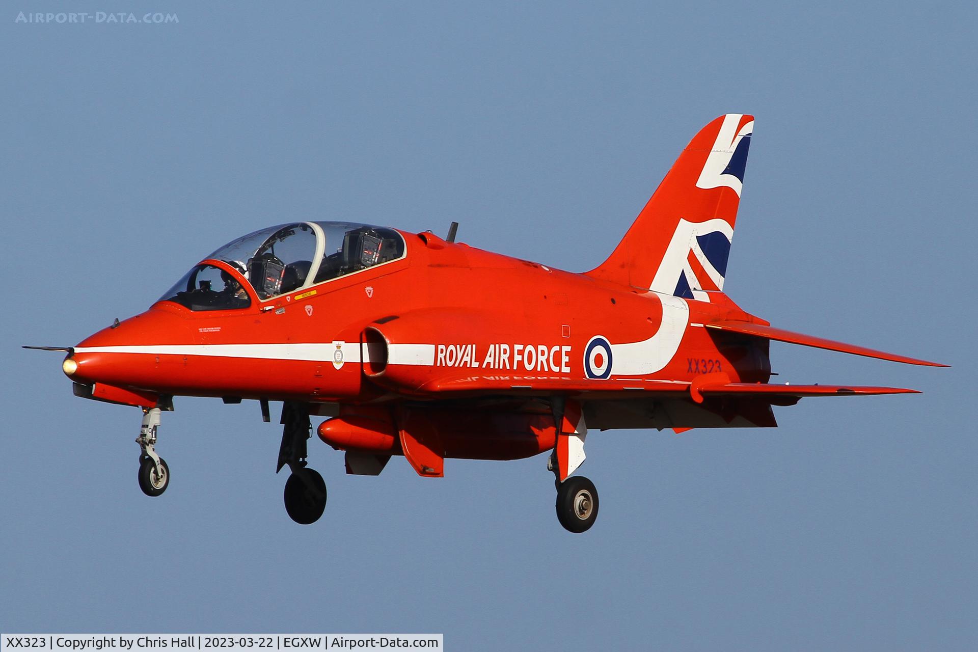 XX323, 1980 Hawker Siddeley Hawk T.1 C/N 167/312148, Red Arrows at RAF Waddington
