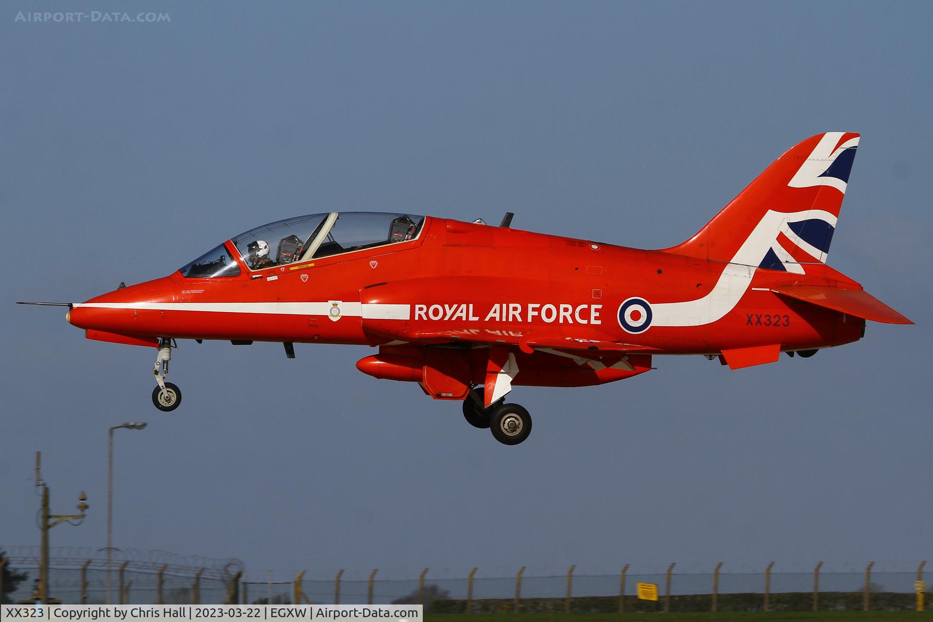 XX323, 1980 Hawker Siddeley Hawk T.1 C/N 167/312148, Red Arrows at RAF Waddington