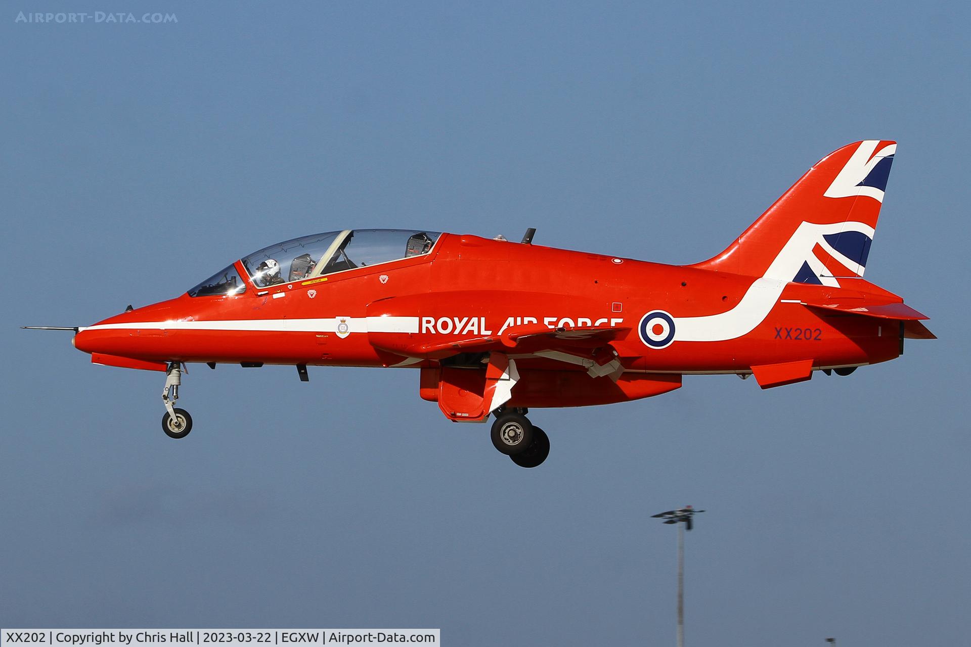 XX202, 1978 Hawker Siddeley Hawk T.1A C/N 049/312049, Red Arrows at RAF Waddington