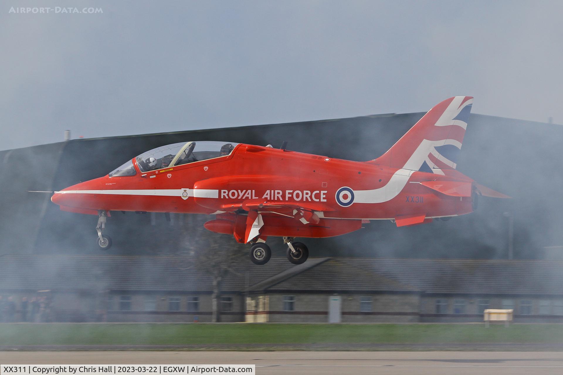 XX311, 1980 Hawker Siddeley Hawk T.1 C/N 147/312136, Red Arrows at RAF Waddington