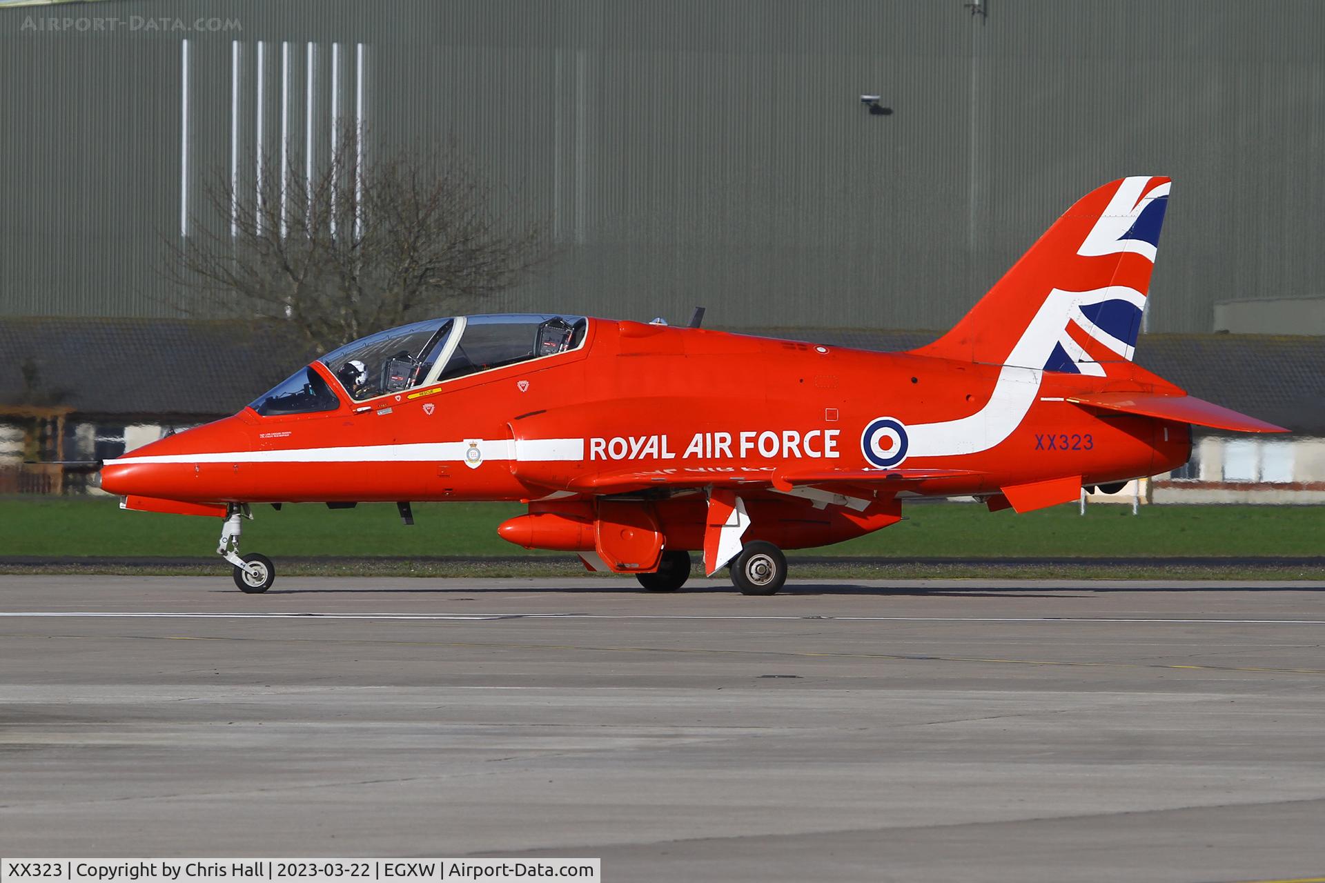 XX323, 1980 Hawker Siddeley Hawk T.1 C/N 167/312148, Red Arrows at RAF Waddington