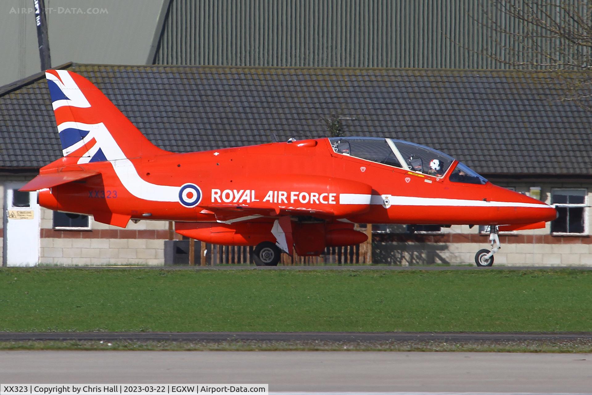 XX323, 1980 Hawker Siddeley Hawk T.1 C/N 167/312148, Red Arrows at RAF Waddington