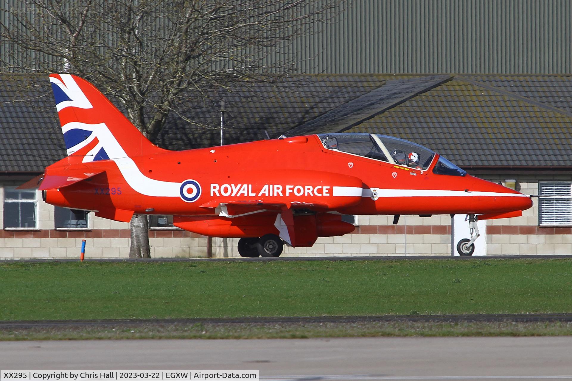 XX295, 1979 Hawker Siddeley Hawk T.1W C/N 124/312120, Red Arrows at RAF Waddington