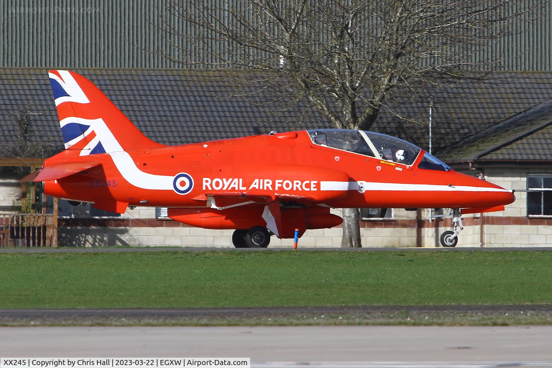XX245, 1978 Hawker Siddeley Hawk T.1 C/N 081/312081, Red Arrows at RAF Waddington