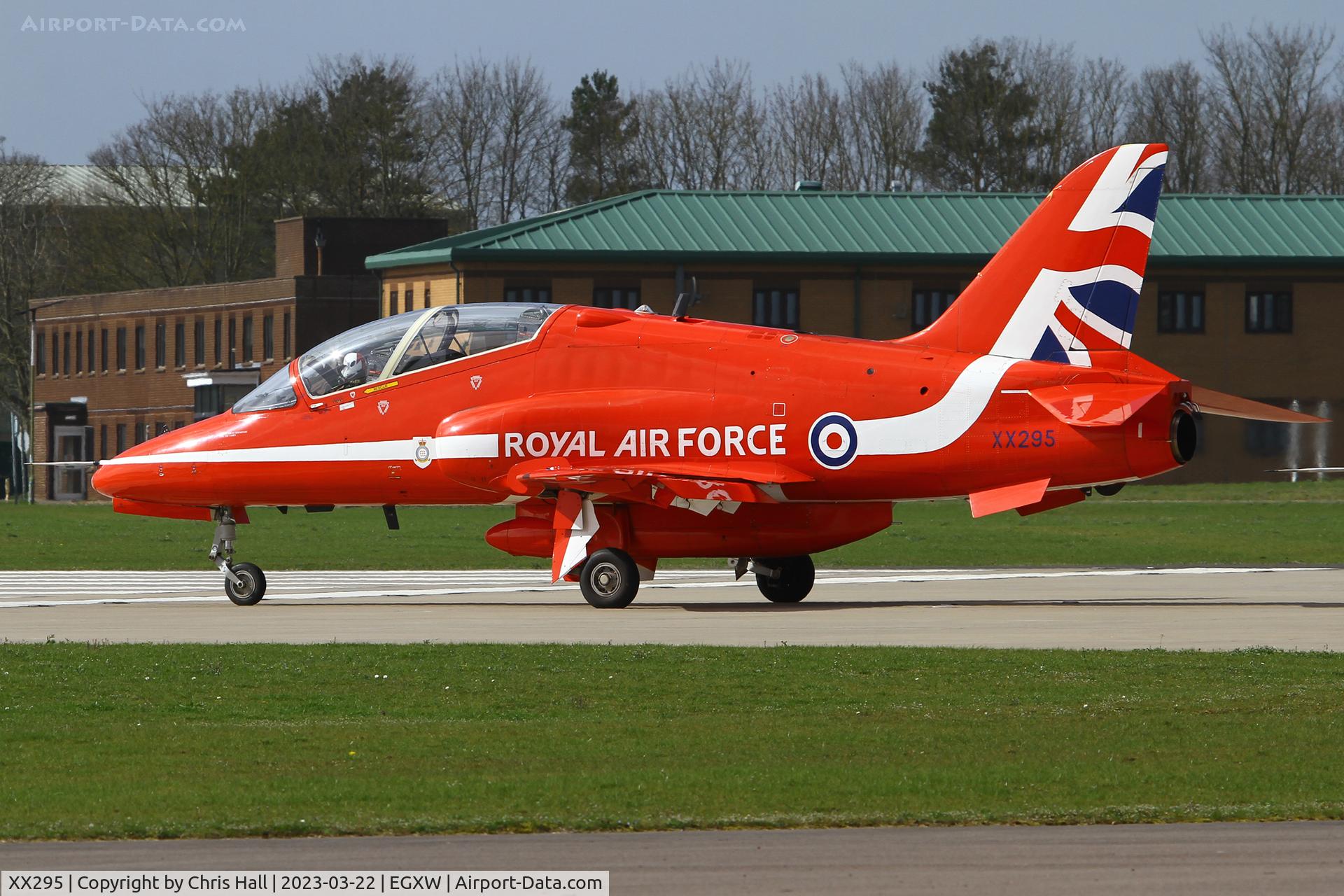 XX295, 1979 Hawker Siddeley Hawk T.1W C/N 124/312120, Red Arrows at RAF Waddington
