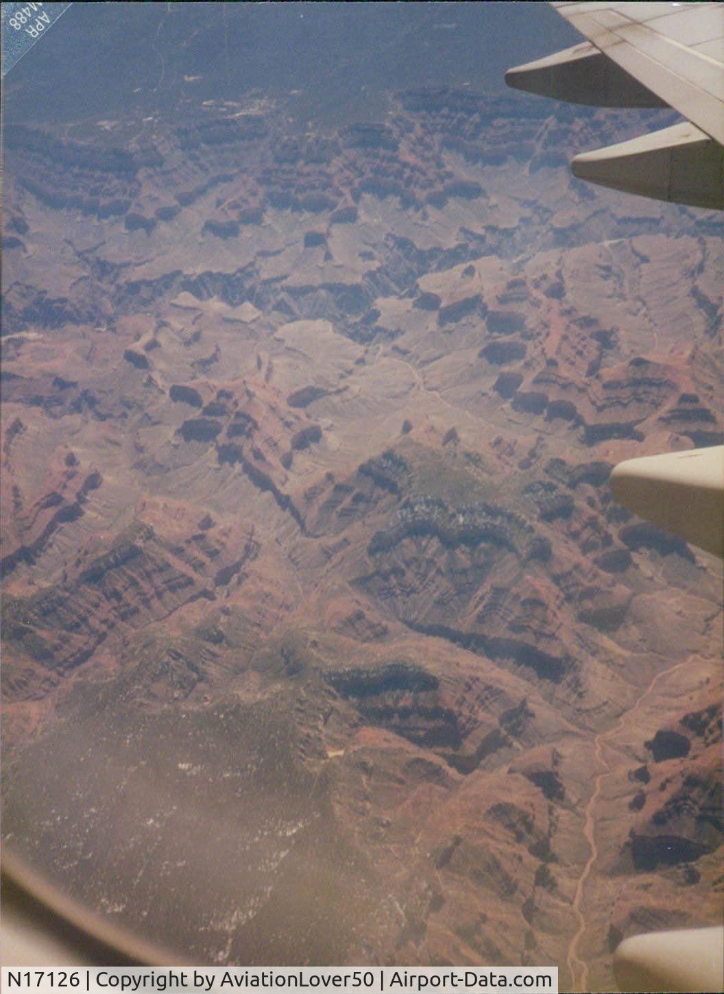 N17126, 1972 Boeing 747-136 C/N 20273, Taken by my mother in the 1980s - view of the Grand Canyon as seen from TWA Flight 1 going from KSTL-PHNL