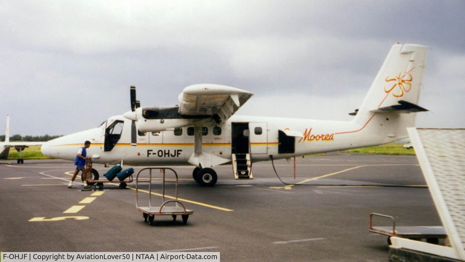 F-OHJF, 1976 De Havilland Canada DHC-6-300 Twin Otter C/N 500, Photo taken by my mom on my parents honeymoon in Tahiti - Air Moorea DHC-6 which would fly them on a short flight from NTAA-NTTM