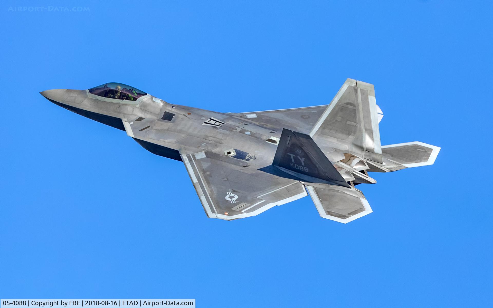 05-4088, Lockheed Martin F-22A Raptor C/N 4088, departure prior another mission within TRA205