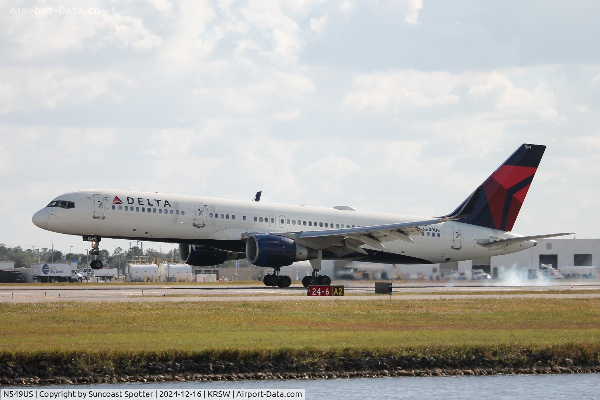 N549US, 1996 Boeing 757-251 C/N 26496, Delta Flight 1196 arrives on Runway 6 at Southwest Florida International Airport following flight from Hartsfield-Jackson Atlanta International Airport